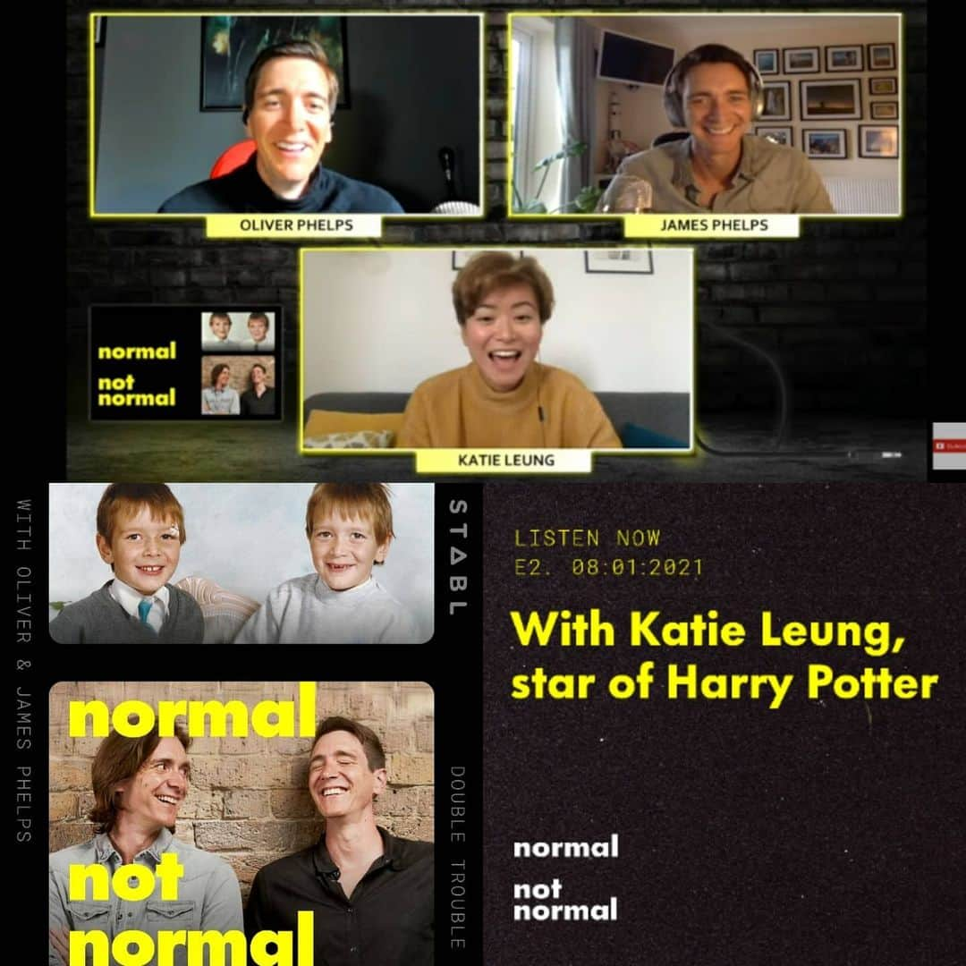 ジェームズ・フェルプスのインスタグラム：「Did you know..... OUT NOW #NormalNotNormal podcast this week is with our good mate @_katieleung_ . We talk about how she got into the film industry, how we all met on HP4, a very memorable press tour trip to Turkey and why fruit is more than fine on pizza...  Available wherever you get your podcasts and also on YouTube   Thank you so much everyone for the great response to the podcast. We are having a great time making these. #whatsyournormal #hashtagforthesakeofit #bantherant # 😀🦔🎉🎙」