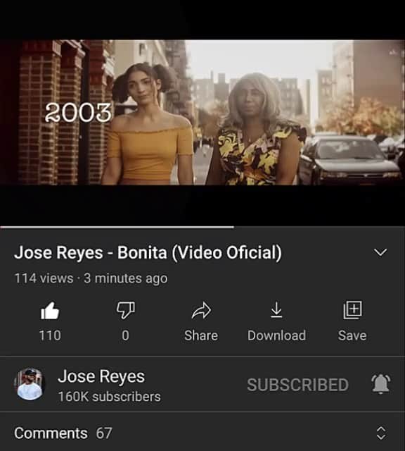 ホセ・レイエスのインスタグラム：「Disponible en YouTube #Bonita  @lipe808k 🎛 @admediafilms 🎥 @jpolanco_official 🎛  (Link in bio)」