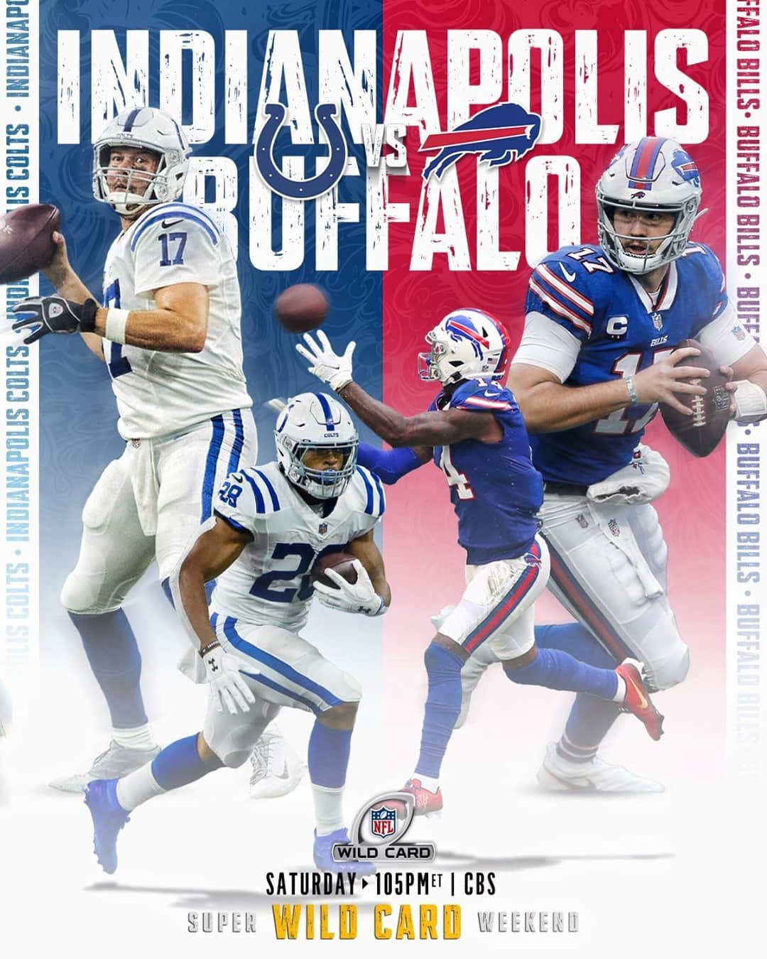 NFLさんのインスタグラム写真 - (NFLInstagram)「@BuffaloBills vs. @Colts. A super wild start to the #SuperWildCard!⁣ ⁣ 📺: #INDvsBUF  Saturday 1:05pm ET on CBS⁣ 📱: NFL app // Yahoo Sports app」1月9日 11時30分 - nfl