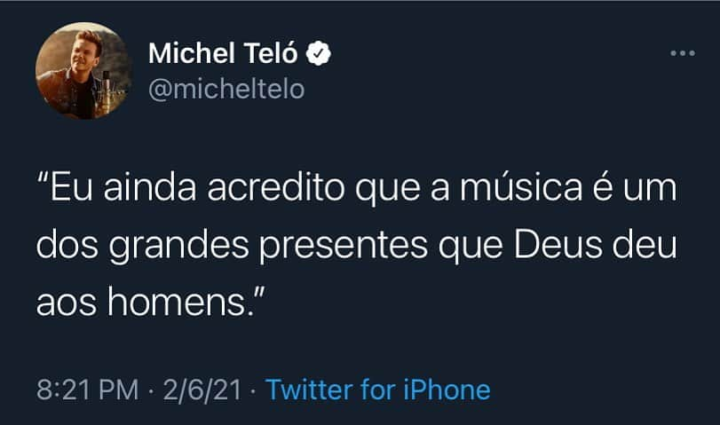 ミシェル・テロのインスタグラム：「E que presentão viu!  Tem alguma música para você que é tão boa que te faz lembrar uma oração?  Qual?」