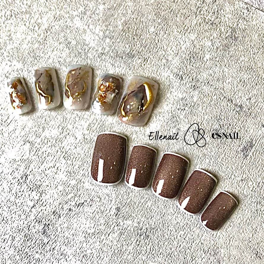 esNAILさんのインスタグラム写真 - (esNAILInstagram)「OF2102-11 . brown & nuance✨ . . .  @ellenail_shibuya @ellenail_shinjuku  @esnail_kichijoji  @esnail_omiya  @esnail_nagoya  @esnail_osaka  @esnail_fukuoka  #nail#nails#nailart#naildesign#esnail#ellenail_shibuya#gelnail#ネイル#ジェルネイル#elleネイル#esネイル#ネイルデザイン#美甲#네일아트 #tokyo#shibuya#newnail#渋谷店#新宿店#吉祥寺店#大宮店#名古屋店#大阪店#福岡店#ブラウンネイル#ニュアンスネイル」2月7日 10時05分 - esnail_japan