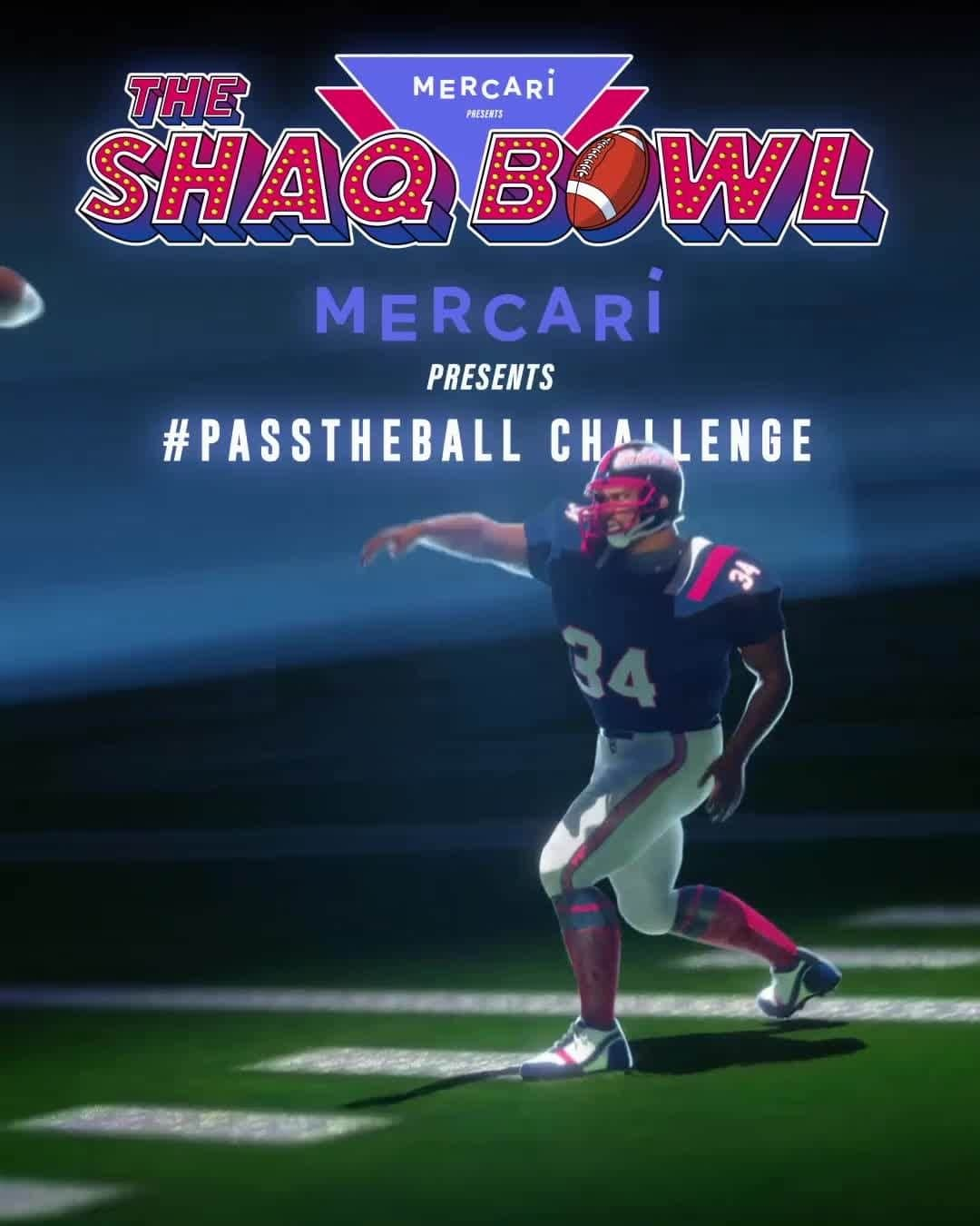 Mercariのインスタグラム：「It's almost heeeere! Tag your Mercari listings with #PassTheBall to get in on the Sunday hype, and tune in to The Shaq Bowl tomorrow at 3PM ET for the ultimate pregame party: music, athletes, and Shaq's priceless commentary. Get excited!」