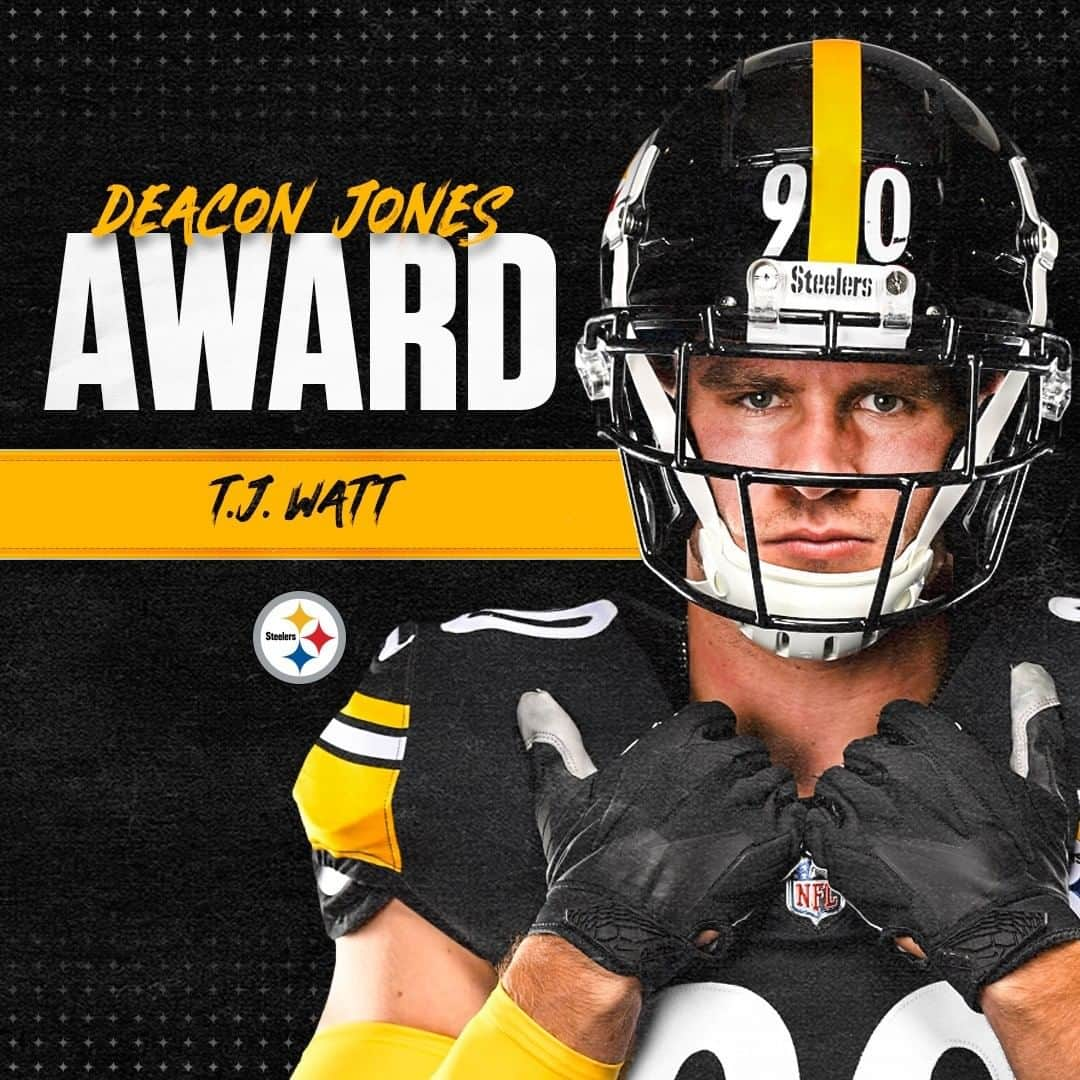 ピッツバーグ・スティーラーズさんのインスタグラム写真 - (ピッツバーグ・スティーラーズInstagram)「@tjwatt90 is the winner of the Deacon Jones Award, presented to the player who led the NFL in sacks. #NFLHonors」2月7日 13時29分 - steelers