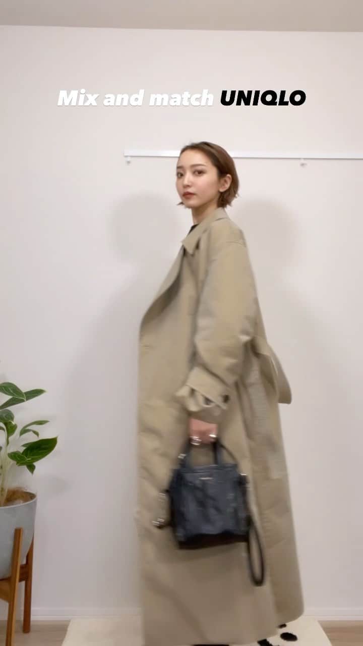 かんだまのインスタグラム：「今年の春はユニクロUのアウターに惚れました☺︎  本命はメンズのステンカラーコートなんだけど、YouTubeで紹介したくて買ったレディースのトレンチコートがもう、なんちゅー使いやすさと美しさ🥲みんなが薦めてるの納得🔥  YouTubeに着回しポイント細かく載せたのでよかったらご覧ください☺︎  #ユニクロ #トレンチコート #着回しコーデ #モノトーンコーデ #だま服」