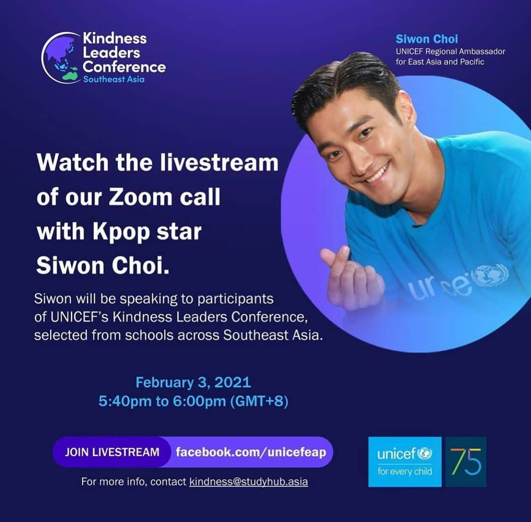 チェ・シウォン（SUPER JUNIOR）さんのインスタグラム写真 - (チェ・シウォン（SUPER JUNIOR）Instagram)「I'm looking forward to having you guys on live via zoom conference! I hope this will be a great experience. @unicef @unicefmalaysia @unicef_kr」2月3日 12時27分 - siwonchoi