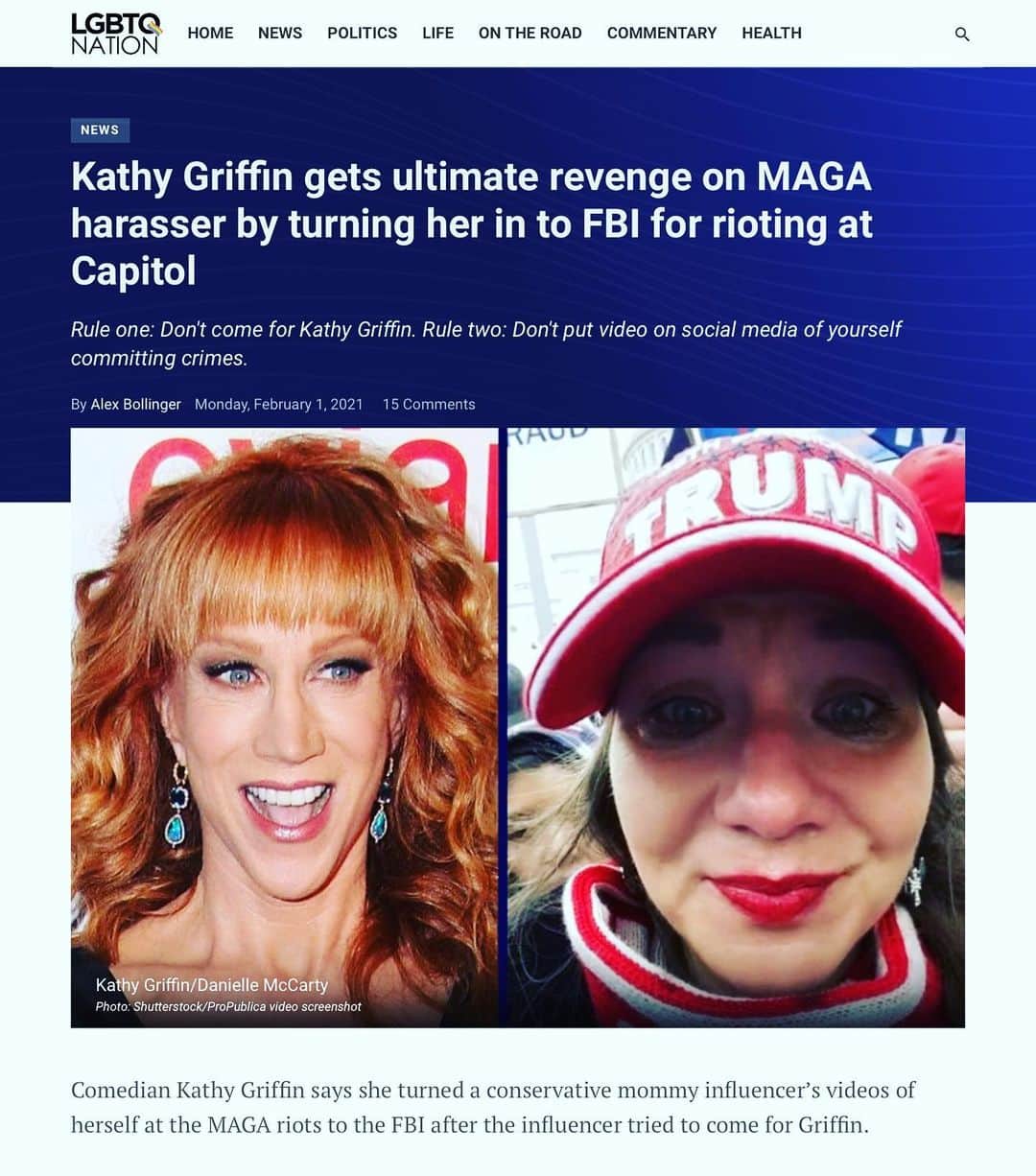 キャシー・グリフィンのインスタグラム：「Here’s what I know about the FBI. They come to your residence unannounced. 🤷‍♀️🤷‍♀️🤷‍♀️」