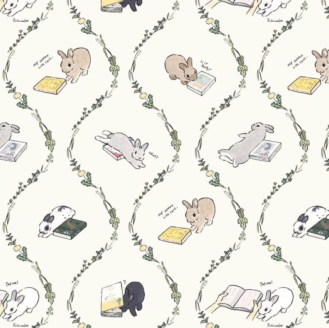 森山標子(しなこ)/Schinakoのインスタグラム：「I love books 📚  本が好き。 * #illustration#art#drawing#design#acrylicpaint#アクリル絵の具#rabbit#bunny#うさぎ」