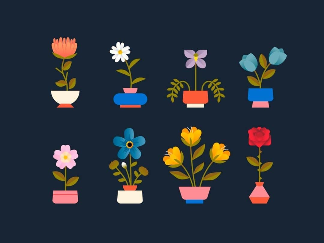 Dribbbleさんのインスタグラム写真 - (DribbbleInstagram)「Flowers by Andres Gonzalez ⠀ ⠀ #dribbble #design  #flowers #plants #illustration #vector #animalcrossing」2月4日 5時21分 - dribbble