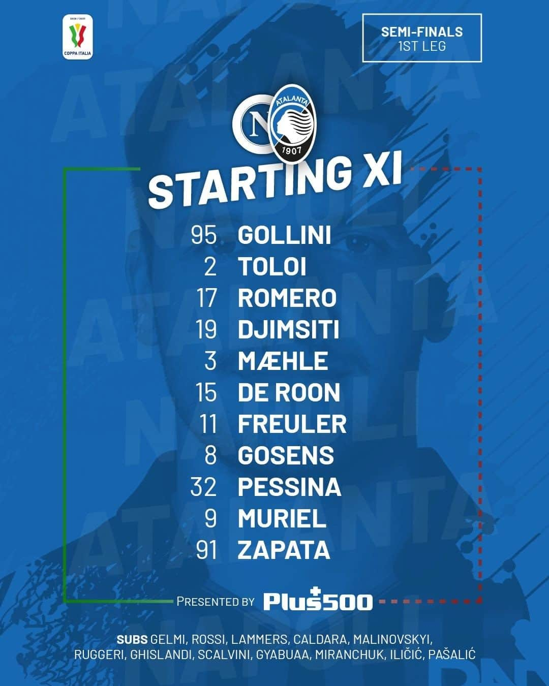 アタランタBCさんのインスタグラム写真 - (アタランタBCInstagram)「👥 Cominciamo così al "Diego Armando Maradona"! 🙌 Our #StartingXI to face Napoli! ⠀ #NapoliAtalanta #CoppaItalia #GoAtalantaGo ⚫️🔵 #Atalanta #BergAMO #ForzaAtalanta」2月4日 3時59分 - atalantabc