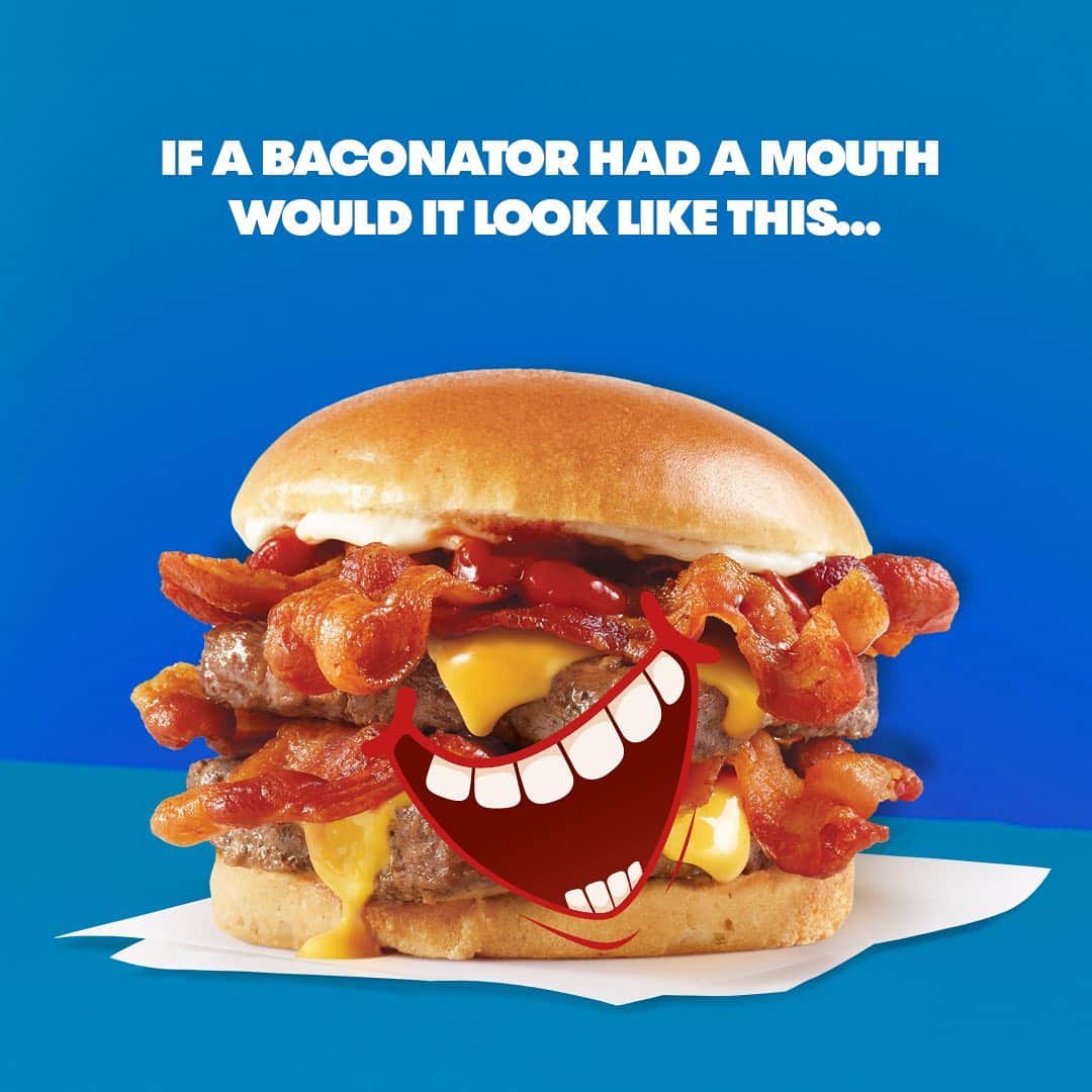 ウェンディーズのインスタグラム：「Would a Baconator eat a Baconator if a Baconator could?」