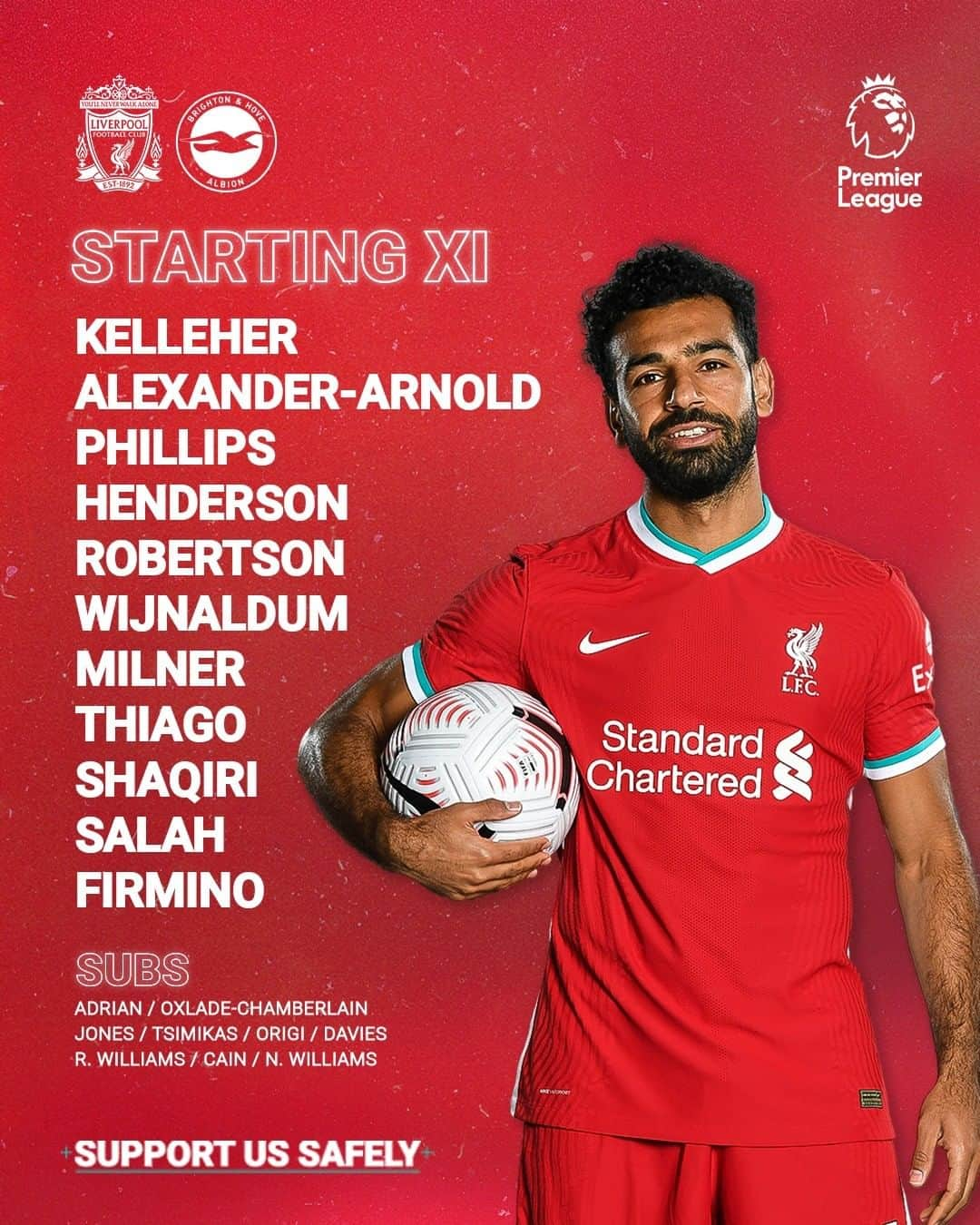 リヴァプールFCさんのインスタグラム写真 - (リヴァプールFCInstagram)「Here they are.... your Reds to face @officialbhafc! 🔴💪 #LFC #Liverpool #LiverpoolFC #PremierLeague #LIVBHA」2月4日 4時15分 - liverpoolfc