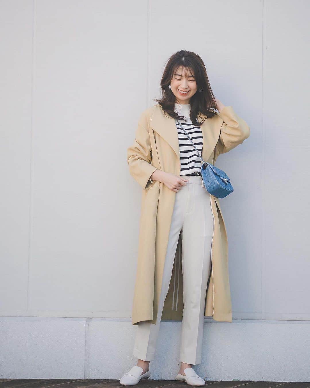 のインスタグラム：「* * UNIQLOの#スマートアンクルパンツ 形が綺麗で可愛い〜♡ ストレッチ素材で、ストレスフリー🕺👏 オフホワイトで合わせやすさも○ * あっという間に2月ですね〜 今月もよろしくお願いします🤗🌸 * * * * #ユニクロ21春夏何買った  #UNIQLO#ユニクロ  #uniqlo2021SS #uniqloginza2021ss」