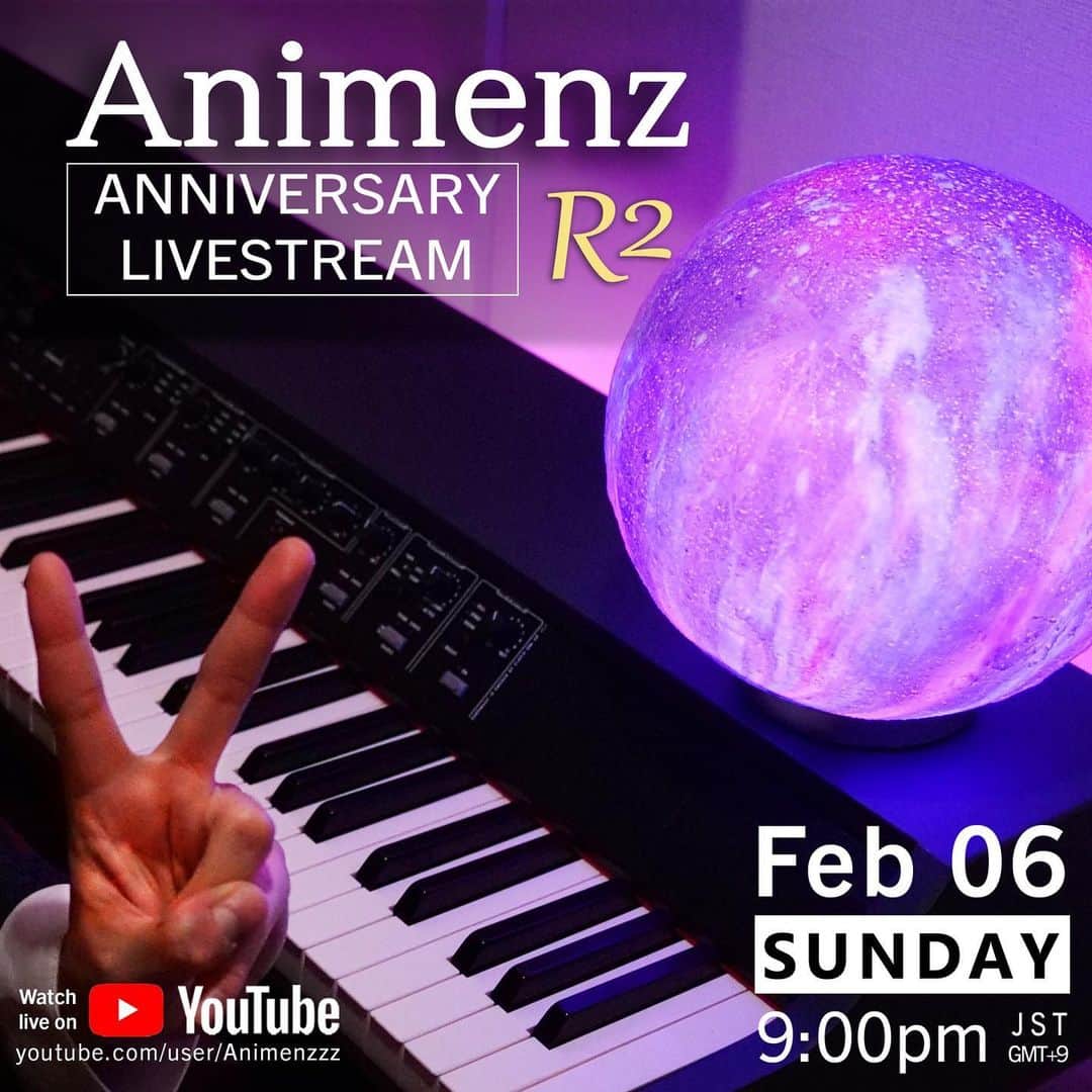 Animenz（アニメンズ）のインスタグラム：「Animenz Anniversary Livestream - Round 2 Date: Saturday 6th February Time: 9:00 pm JST (GMT +9) Time zones: 4:00 am (PST) / 7:00 am (EST) / 1:00 pm (CET)  Time for Round 2!  Thank you to everyone who have watched the livestream last weekend and for all your encouraging words in the live chat! Due to an unfortunate outbreak of fever last Sunday, I had to wrap up my livestream earlier than usual and head back to the bed again. Now I am completely recovered and I am looking forward to performing for you again!  Regarding the song voting: There were over 1700 suggestions in the last YouTube Community post and the top 3 most upvoted songs were Brave Shine, COLORS and Sincerely, which will be played in this week’s livestream! Thank you for all the awesome song suggestions! I will refer to them in the future if I need new ideas for my next piano pieces.  Alright, I hope you will enjoy the special anniversary playlist this time! I have prepared many surprises for you. See you this Saturday!  #livestream #animenz #animenzzz #piano #animepiano #music #youtube #anime #pianosheets」
