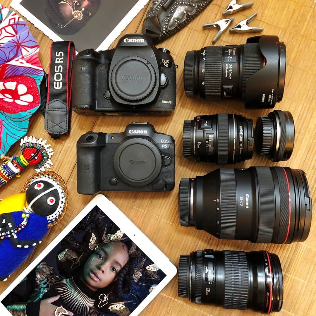 CANON USAさんのインスタグラム写真 - (CANON USAInstagram)「Find out what is in #CanonExplorerOfLight @creativesoulphoto's gear bag! "Our gear bag contains what we need primarily for studio portraits of children. We recently switched to the Canon EOS R5 which has been a game changer for us. The image quality is amazing at 45MP and the improved autofocusing capabilities with subject detection is perfect for capturing kids on the go. We opted for the Control Ring Mount Adapter so that we can still use our existing EF lenses while building up our RF lenses. We kept our old Canon EOS 5D Mark III as a backup camera and to capture b-roll footage when doing video. Our go to lens is currently the new Canon RF28-70mm F2 L USM. When working with kids we have to move quickly, so the 28-70 lens is versatile enough to give us the variety we need without having to switch out our lenses too often. We are often having to adjust our kids' clothing to make it fit their small frames, so tiny clamps are always a must have for our camera bags."  Cameras: Canon EOS R5 Canon EOS 5D Mark III  Lenses: RF28-70mm F2 L USM EF 24-70mm f/2.8L II USM EF 85mm f/1.8 USM EF 135mm f/2L USM」2月3日 23時01分 - canonusa