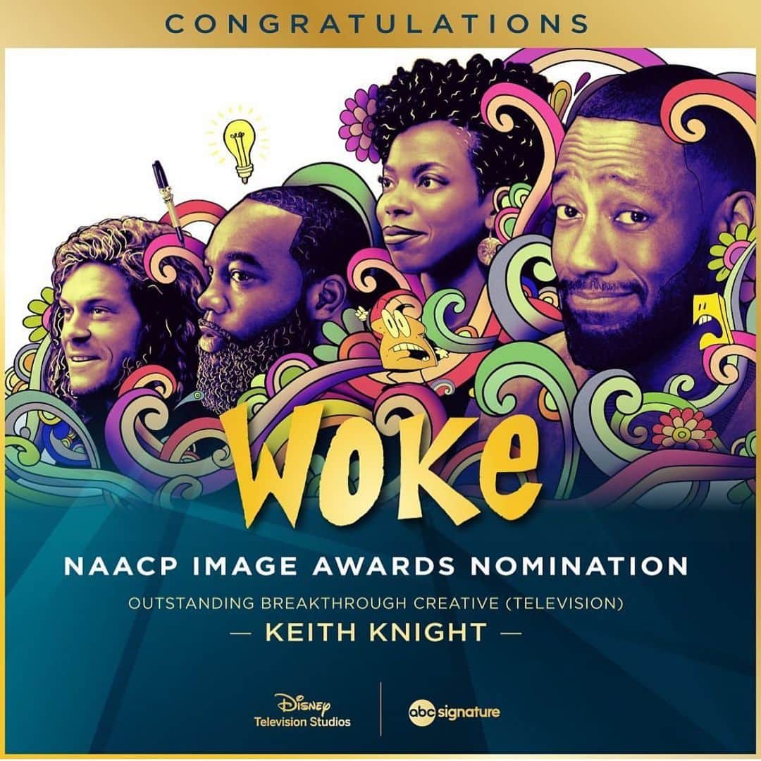 エリック・クリスチャン・オルセンのインスタグラム：「Yes @naacpimageawards Congratulations @iamkeithknight @mothedirector @hexperilous @lamorne @blakeanderson @tmurph @thesheertruth @imrosemciver and the whole @wokehulu team and @hulu.」