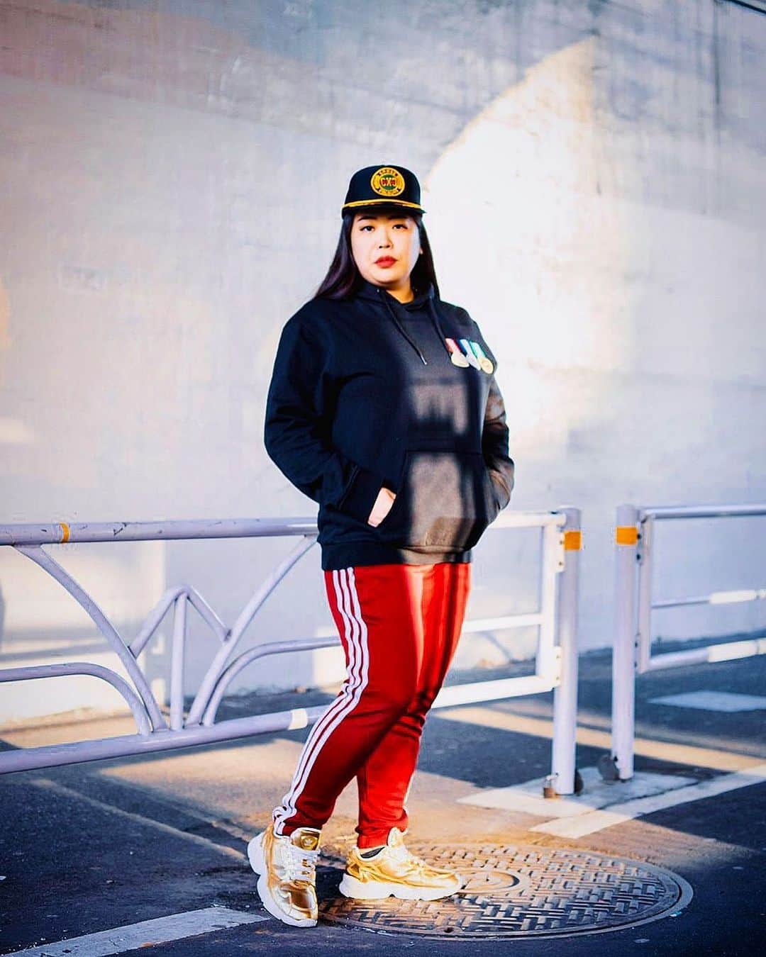 大納言光子さんのインスタグラム写真 大納言光子instagram Adidas Originals Run Dmcパーカー ブラック 3ストライプスパンツ ワインレッド スーパースター パープル 大納言光子アディダスコーデ アディダス大好き芸人 アディダス アディダス