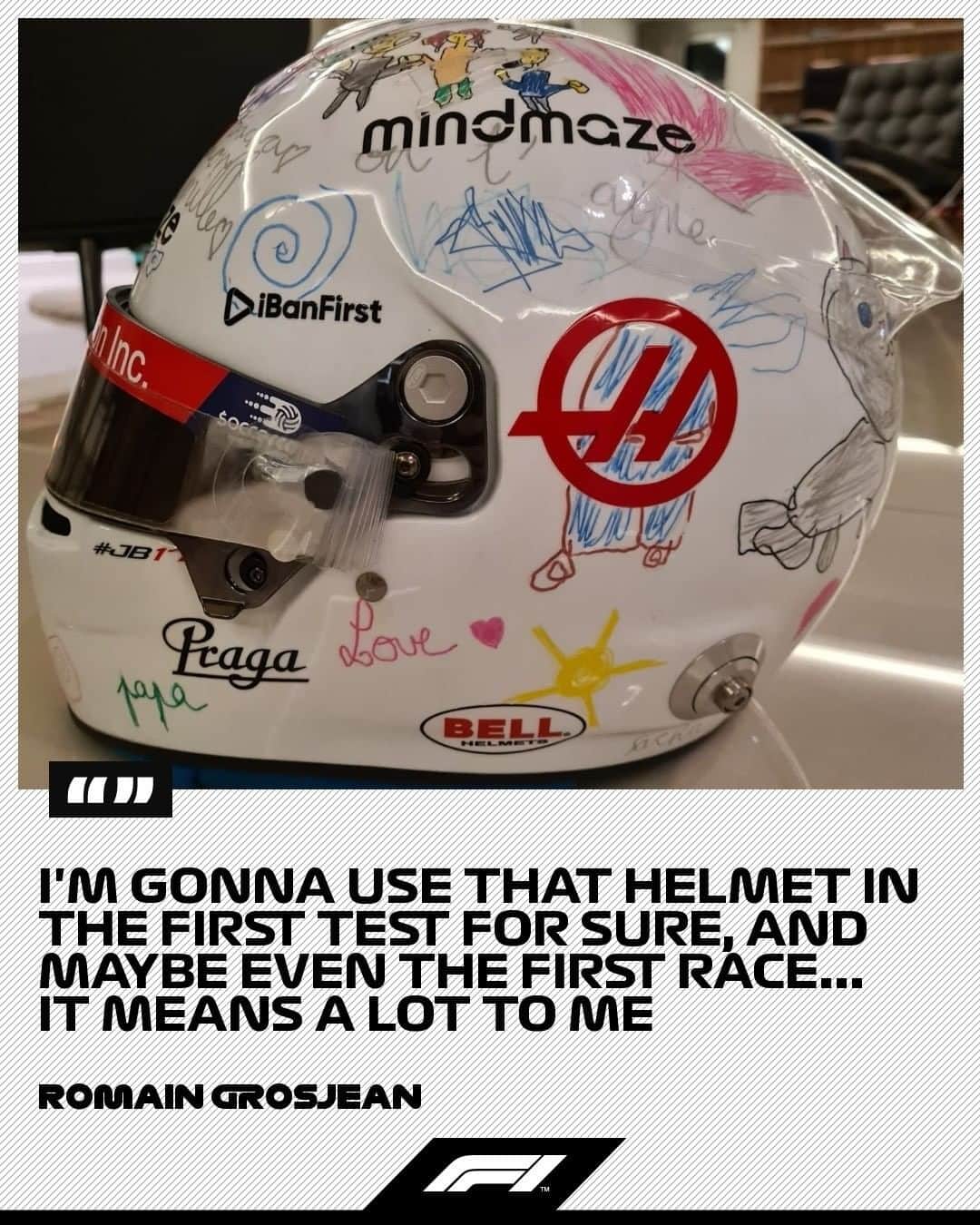 F1さんのインスタグラム写真 - (F1Instagram)「Some great news from @grosjeanromain! The Frenchman has announced that he will be racing in IndyCar in 2021 👏 and he'll be sporting the special helmet his children designed which he was due to wear at last season's final race in Abu Dhabi. That wasn't to be, but Romain is still keen to take up Toto Wolff's offer of test driving a Mercedes F1 car!  #Formula1 #F1」2月4日 1時47分 - f1