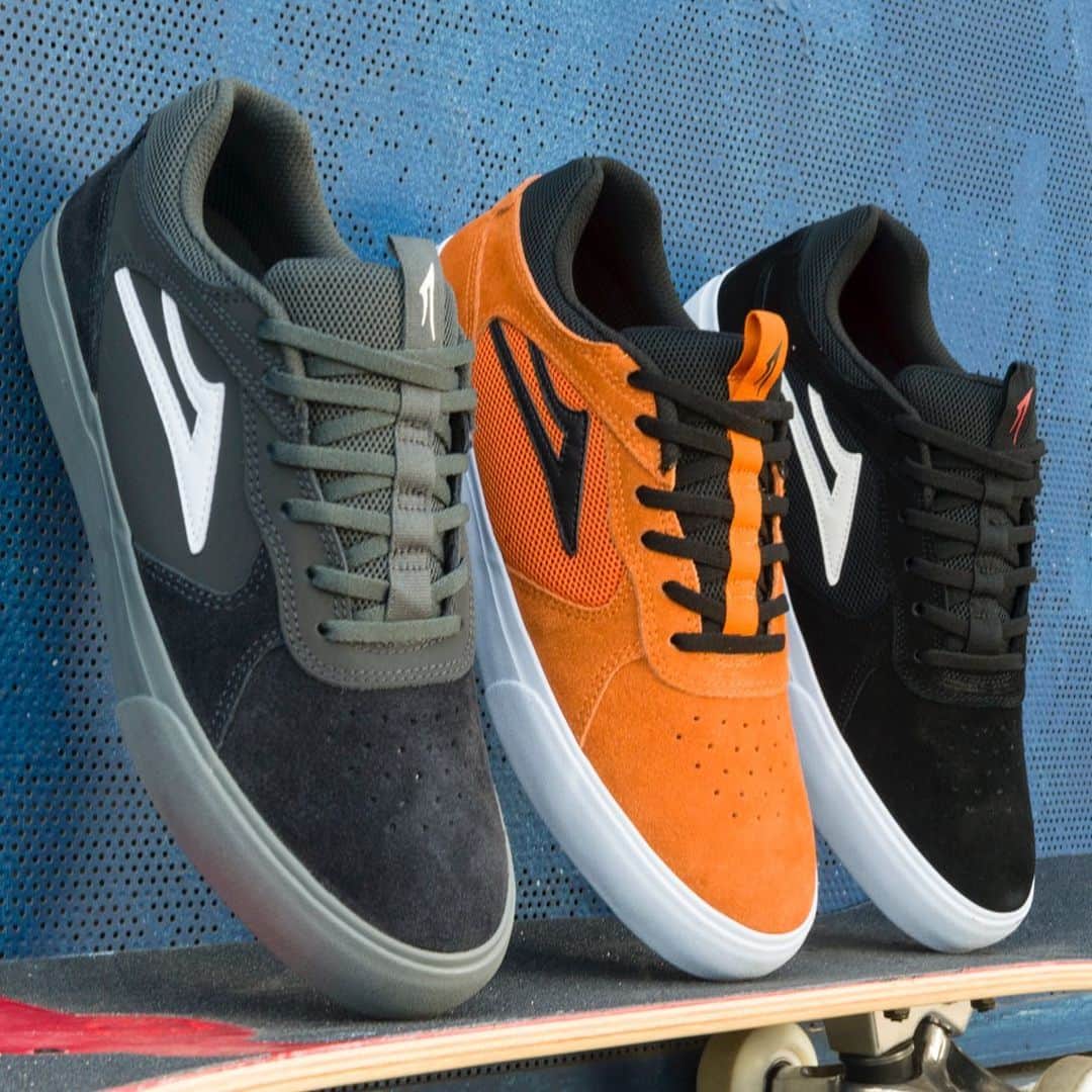 ラカイリミテッドフットウェアのインスタグラム：「Proto Vulc in Charcoal/Light Grey, Burnt Orange, and Black/White Suede Available now at skate shops world wide and Lakai.com #Lakai #TheShoesWeSkate」