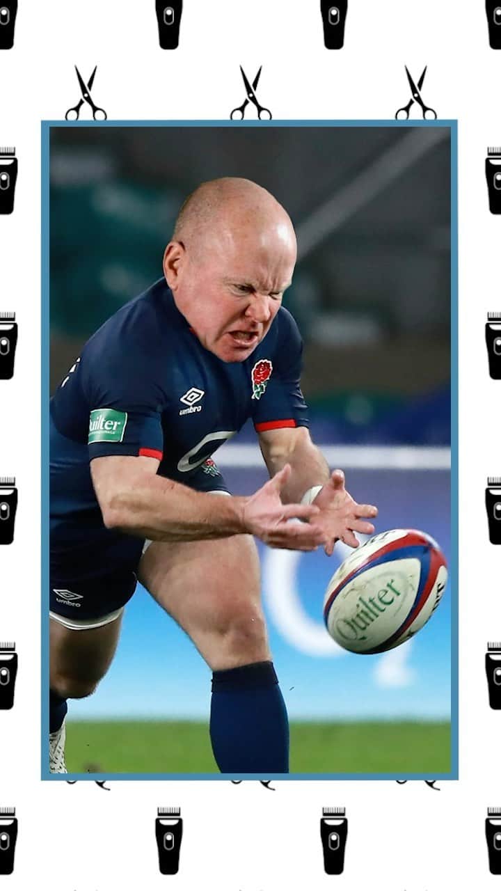 ラグビーイングランド代表のインスタグラム：「No barber no problem for @danrobson9 😂  #WearTheRose @o2sports」