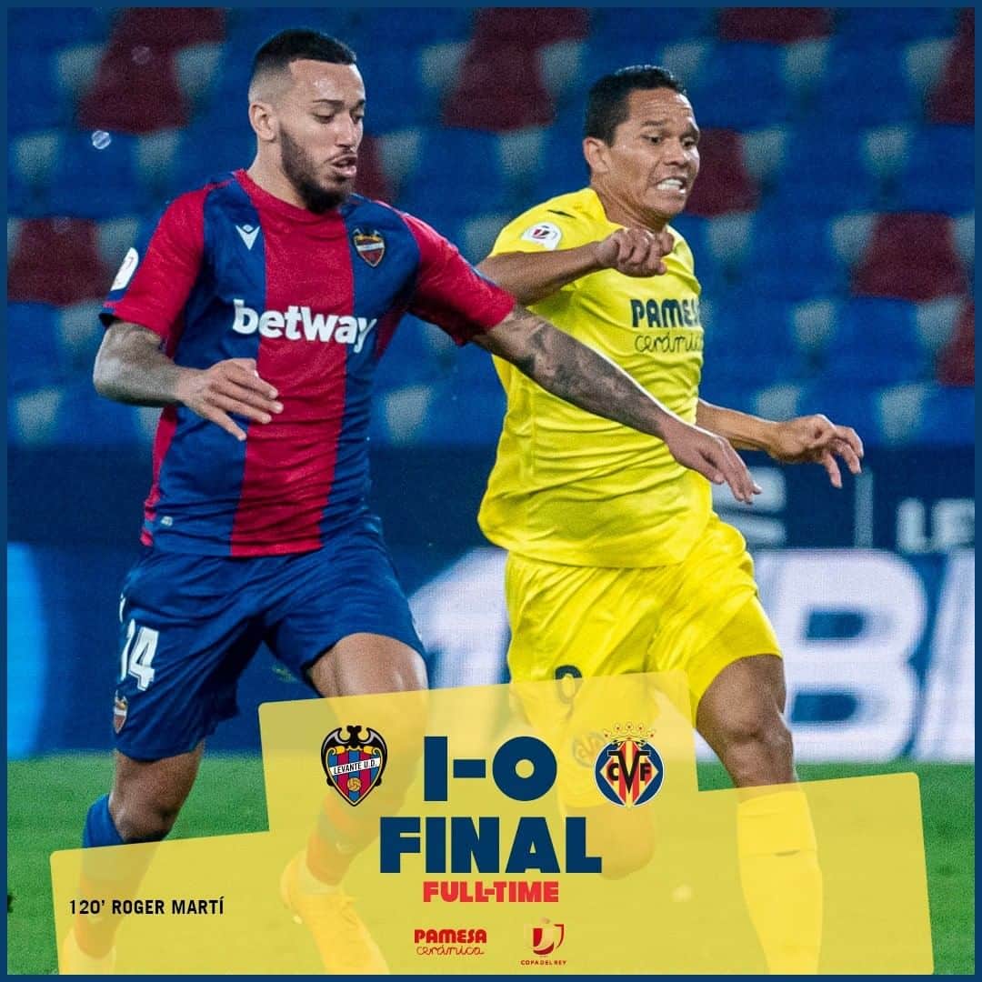 ビジャレアルCFのインスタグラム：「Final en el Ciutat de València. El Villarreal dice adiós a la #copadelrey.  Full-time at the Ciutat de València. Villarreal say goodbye to the #copadelrey.  #futbol #soccer #football」