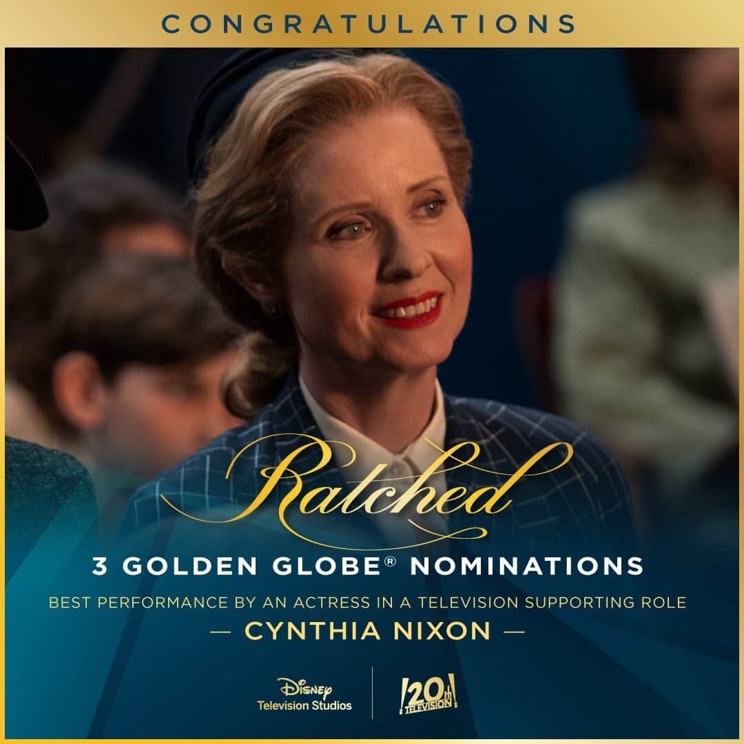 シンシア・ニクソンのインスタグラム：「Thanks so much to the HFPA and @mrrpmurphy for this thrilling @goldenglobes nomination. Here’s to our amazing cast & crew, @netflix, all the Midolyn fans and much love and many congrats to @mssarahcatherinepaulson  herself!」
