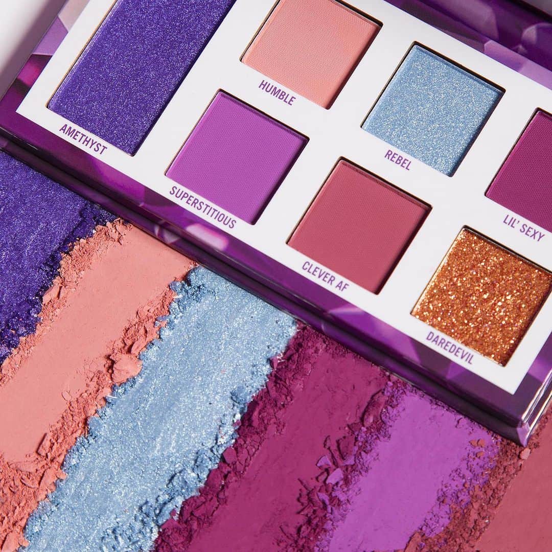 BH Cosmeticsのインスタグラム：「You're IT, Amethyst! 💜 This month is all about Amethyst for February - a multi-faceted, compact mix of purple, mauve and rose tones 💜 Go get these ~vegan~ pressed glitter, matte and shimmer finishes for ONLY $9 on our site 💜  #bhbirthstones #bhcosmetics」
