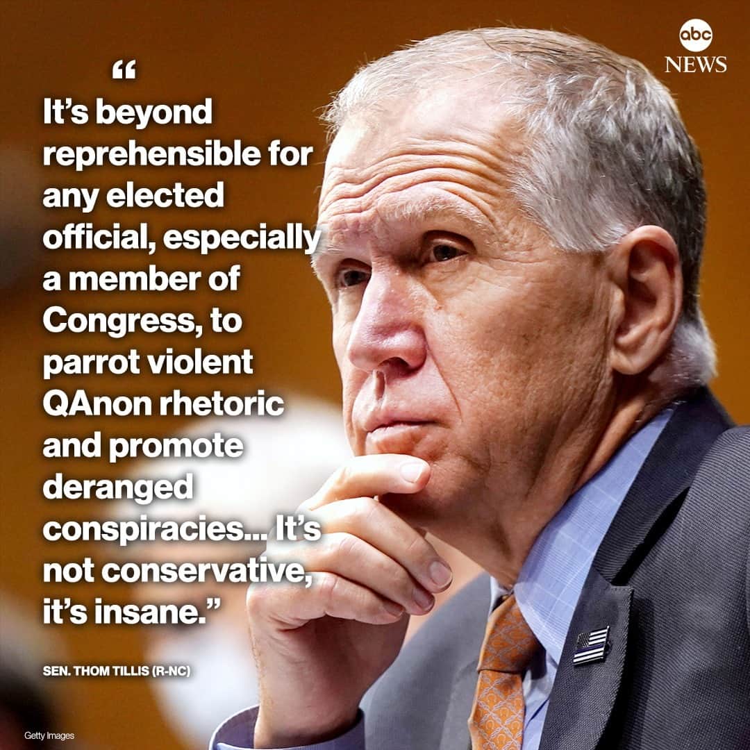 ABC Newsさんのインスタグラム写真 - (ABC NewsInstagram)「Sen. Thom Tillis becomes latest GOP lawmaker to condemn rhetoric from Rep. Marjorie Taylor Greene: "It's beyond reprehensible for any elected official, especially a member of Congress, to parrot violent QAnon rhetoric and promote deranged conspiracies." #gop #republicans #republicanparty #politics #congress #mtg #tillis #usa」2月4日 6時55分 - abcnews