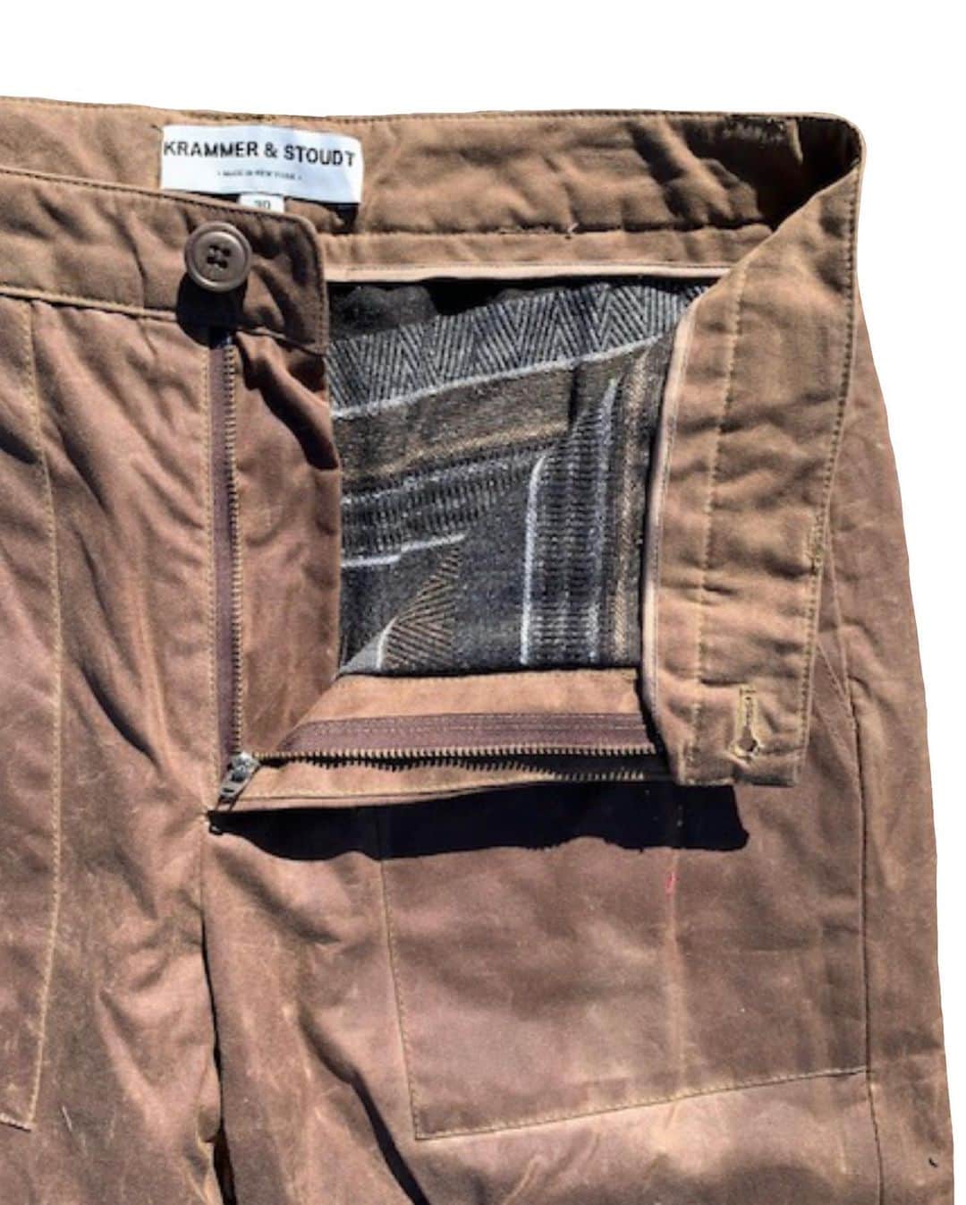 クラマー&スタウトさんのインスタグラム写真 - (クラマー&スタウトInstagram)「Waxed cotton trouser. Fully flannel lined. 2 front patch pockets. 2 back patch pockets. Button-zip fly. One off shown at Men’s Week fashion show in New York. Goes with the jacket. Size 30 waist 32 inseam.」2月4日 8時06分 - krammerstoudt