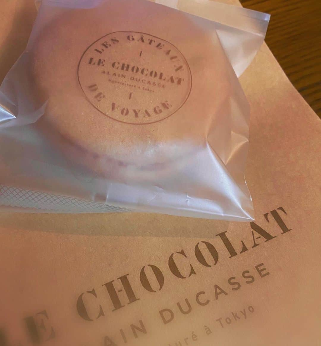 Erenaのインスタグラム：「🍫ガナッシュマカロン🍫 ここのマカロン巨大でしょー😛 濃厚なガナッシュサンドされてて食べ応えあってとっても美味しいんだよ🥨🥨 マカロン好きのmy sisterもご満悦🥰 ⇒⇒⇒中は… . #マカロン#巨大マカロン#ガナッシュ#チョコレート#chocolate#tokyo」