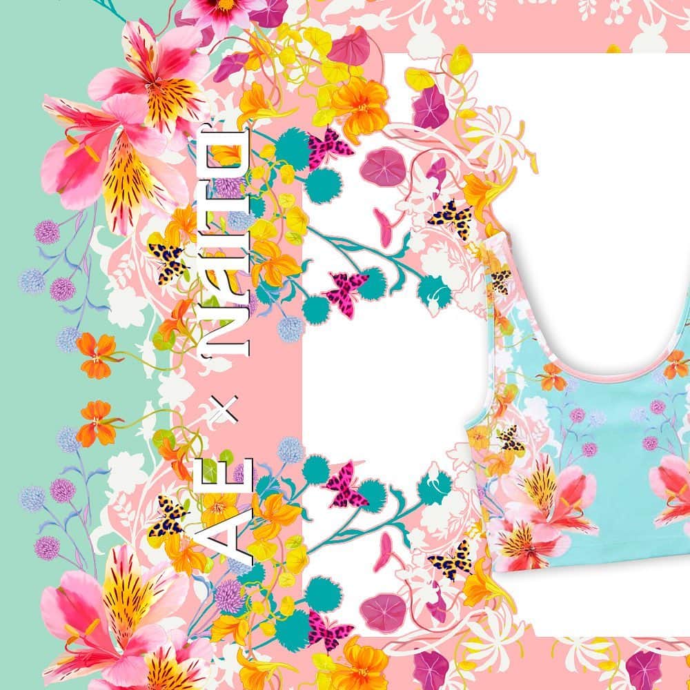 アメリカンイーグルのインスタグラム：「[AE x NAITO限定レディースコレクションテーマ–Fllower Garden] 未来派アーティストNAITOが、まったく新しいかたちでアイテムを披露！ 鮮やかな色とまばゆいばかりの花柄は彼のスペシャルブレンドで、AEのフラワーガーデンコレクションはあなたの2021年にまばゆいカラーを加えます！ 公式オンラインストアをチェック⇒ www.aeo.jp   公式LINEをフォローしてスペシャルオファーなど様々な情報をゲットしましょう！☺   #AExME #AEJeans #AE #americaneaglejp #アメリカンイーグル #AExNAITO」