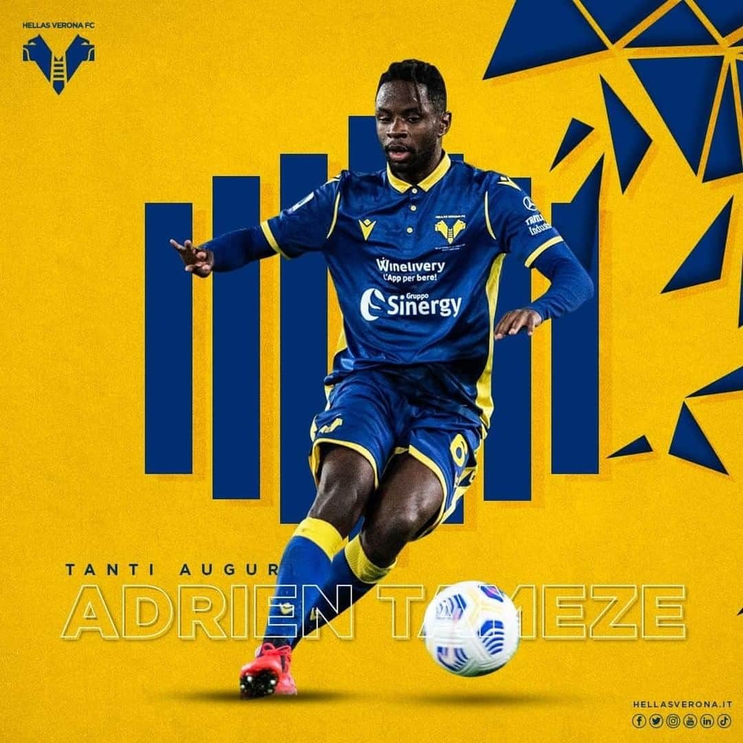 エラス・ヴェローナFCのインスタグラム：「BON ANNIVERSAIRE ADRIEN! 🇸🇪  🥳 ➕2️⃣7️⃣ 🟡🔵  #HVFC #HappyBirthday #Tameze」