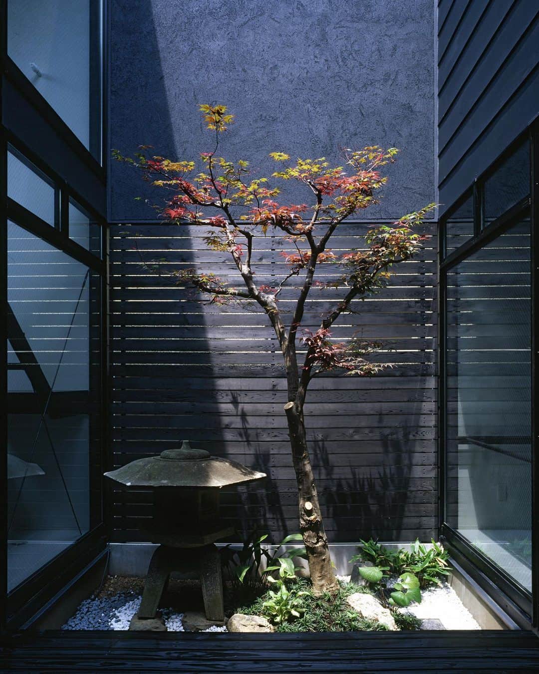 ザウス住宅プロデュースのインスタグラム：「…和モダンな中庭のある家：京都     •  季節の変化とともに中庭があることで建物の表情をより豊かに引き立ててくれます✨ 　　　 　　　 設計：設計組織DNA 撮影：平野和司    #中庭#中庭のある家 #デザイン#ザウス#建築#建築家との家づくり#暮らしを楽しむ#豊かな時間#空間 #角直弘 #平野和司 #home#architecture#design#zaus」