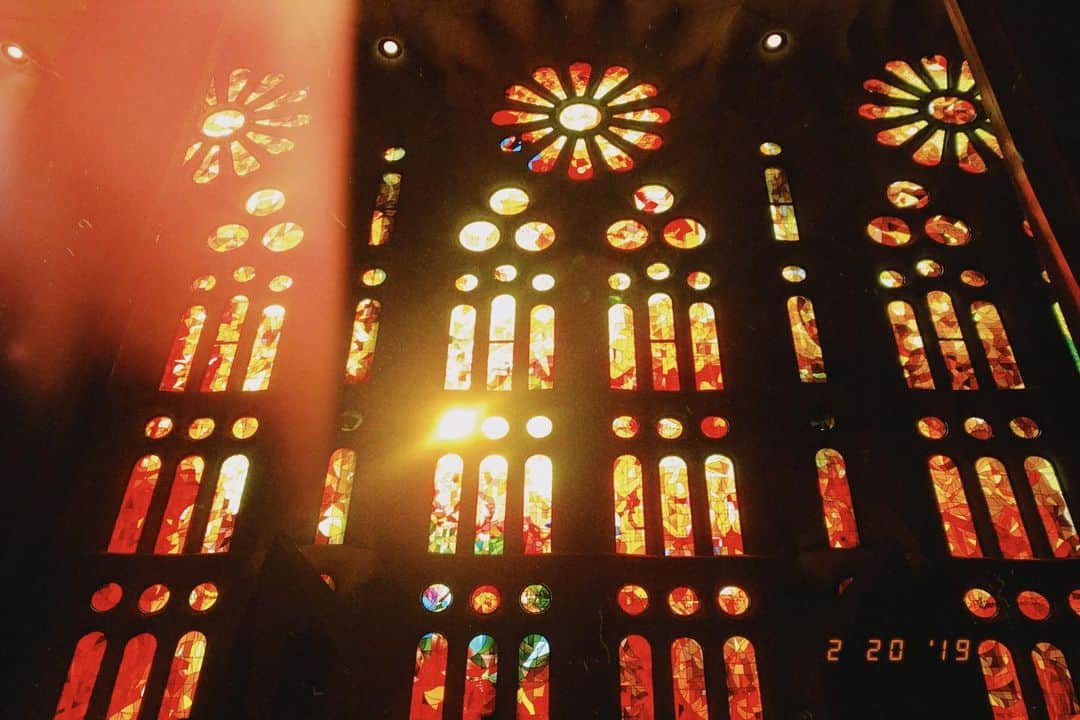 斉藤翠さんのインスタグラム写真 - (斉藤翠Instagram)「Sagrada Família🕊 外観を見ただけでも大興奮だったけど、中に入った瞬間ステンドグラスからの光のカーテンがあまりにも美し過ぎたのと造形が凄すぎて自然と涙が出た思い出。 たしかお昼過ぎに行ったので温かい色味に包まれた空間になっていたけど、朝に行けば青みがかかった空間になるらしい…！ また行きたい〜！ ・ ・ #スペイン思い出紀行 #スペイン旅行記 #今更ですがシリーズ #spain2019 #spaintravel」2月4日 21時35分 - midori_sss