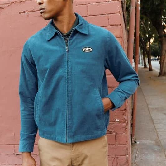 ブリクストンのインスタグラム：「The Utopia Jacket new in Spring colors – Joe Blue and Vanilla.」
