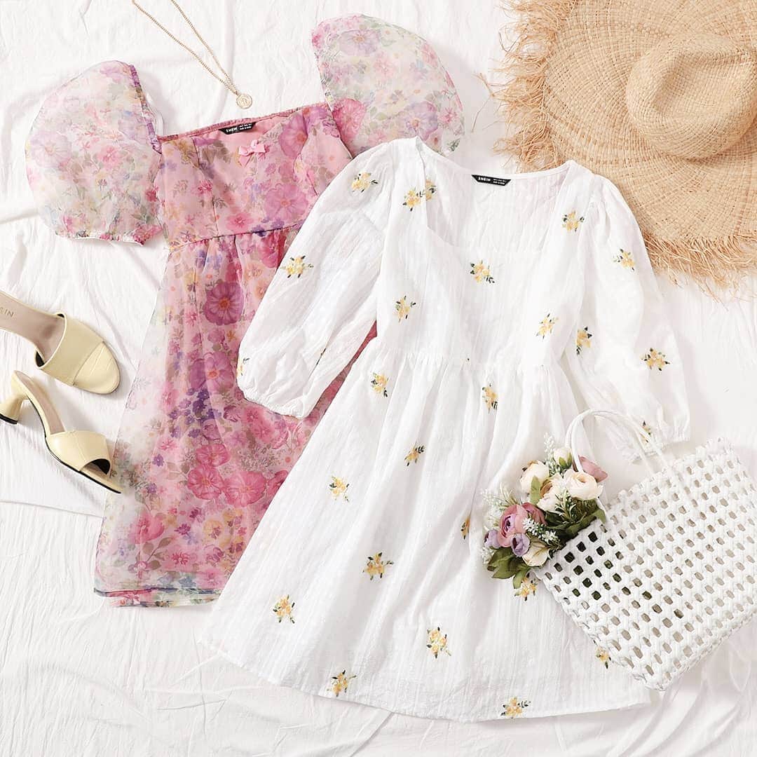 のインスタグラム：「Tag who you'd match with! 💕  Shop Item #: 2000892, 1928822  #SHEINstyle #SHEINSS21 #dress #florals」