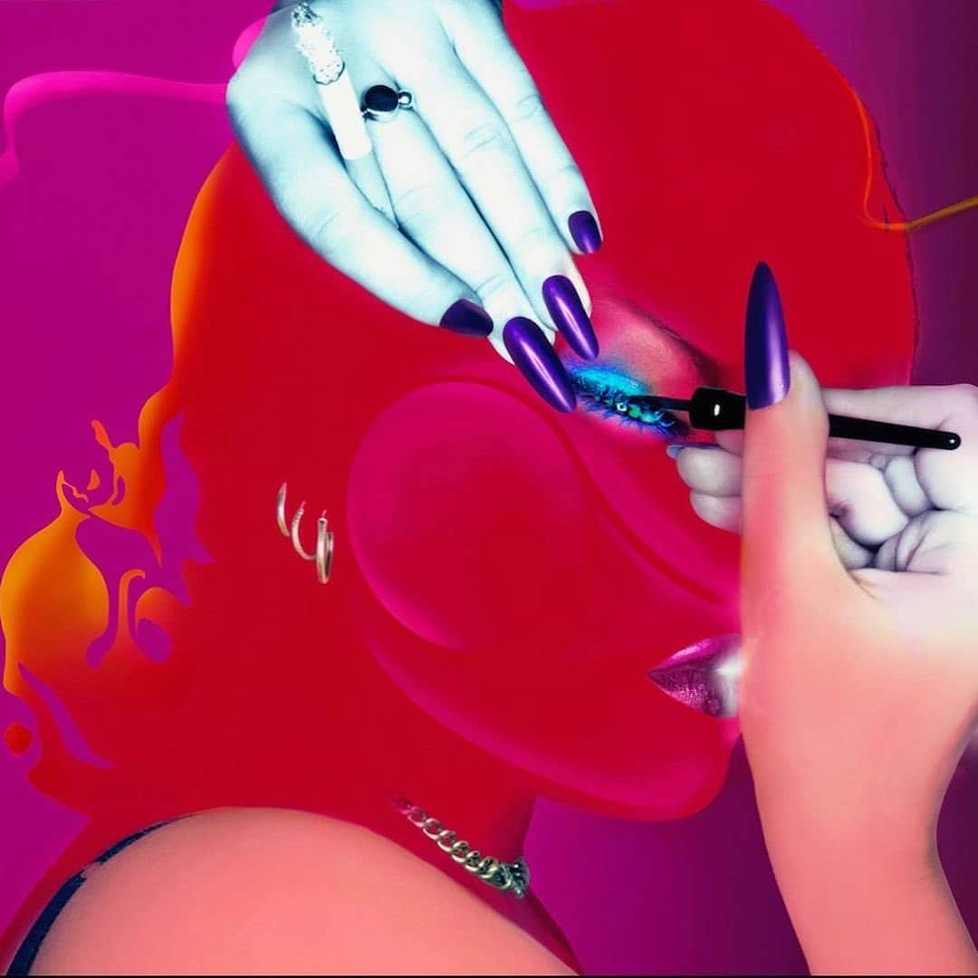 ValGarlandのインスタグラム：「Thank you darling @nick_knight for this major memory of one of the first times we worked together. I’m so honoured to call you my friend 💋💋💋  @nick_knight for @suedehq single cover track #SaturdayNight 1996   Photographer @nick_knight  Model #SaraMorrison  Make Up @thevalgarland  Hair @1malcolmedwards  Art Director @petersavilleartwork   #NickKnight #ValGarland #Suede」
