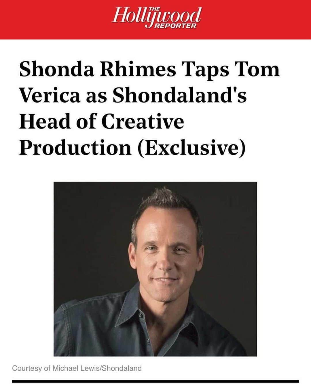 トム・ベリカのインスタグラム：「Thrilled! Read link in profile. #Shondaland #HollywoodReporter」