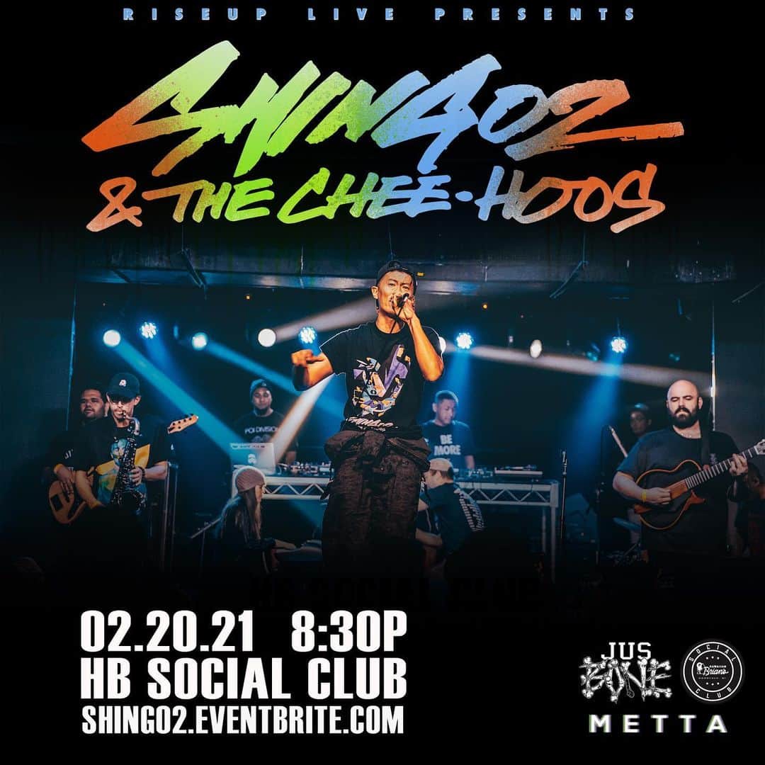 Shing02のインスタグラム：「eventbrite.com/shing02 2/20/21 live @hbsocialclub in Honolulu with The Chee-Hoos! tickets start from $30 for a table seat (minimum 2people) featuring: Shing02 (MC), Dae Han (drums), Alika Lyman (guitar), Wil Tafolo (bass), Ethan Capone (keys), Nicholas Kaleikini (sax)」