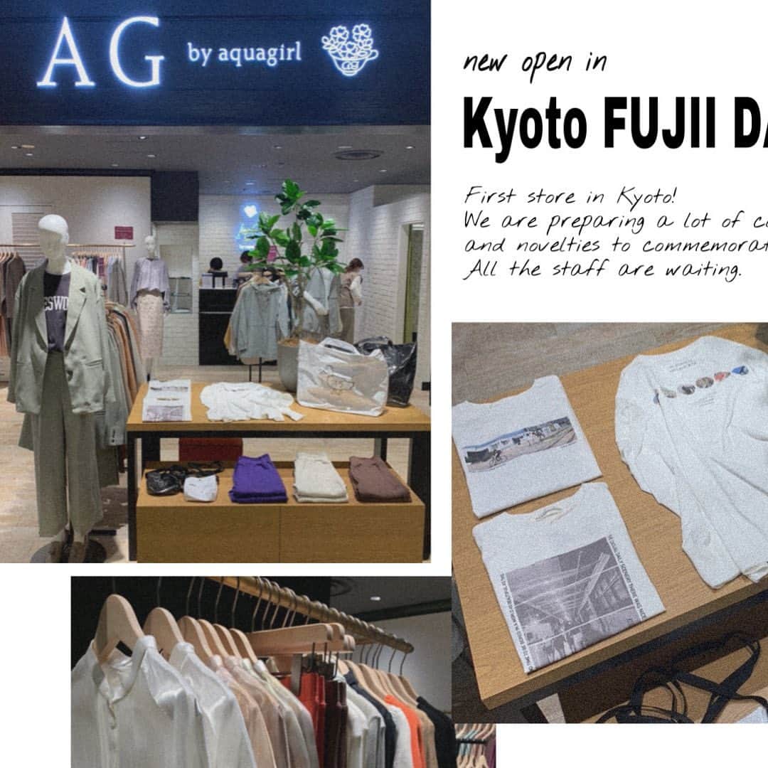 AGbyaquagirlのインスタグラム：「【　NEW OPEN　】 2/5(Fri)﻿ 京都藤井大丸店　OPEN🎉✨﻿ 藤井大丸3階にオープンしました！﻿ ﻿ ＼Opening special 🎁／﻿ ✔︎Special collaboration‼︎﻿ ＊THEATRE PRODUCTS  POP UP﻿ 　人気のテープトートをはじめ、﻿ 　サンリオとのコラボレーション商品を特別に展開しております。﻿ ＊FILA × ken kagami﻿ 　現代美術家の加賀美 健さんとFILAがコラボレーションした﻿ 　アイテムを特別に展開しております。﻿ ﻿ ✔︎AG by karen﻿ ＊ @flugge_official のディレクター、かれん @_karen0125_ さんと﻿ 　AG by aquagirlのコラボレーション商品を展開中！﻿ ﻿ ✔︎先行販売！﻿ ＊この春着回したい、トレンドのオーバーシルエットを取り入れた 　スポーティーなマウンテンパーカーを﻿ 　藤井大丸店限定で先行販売❤︎﻿ ﻿ ✔︎Special price✨﻿ ＊オーバーシルエットとバックデザインが可愛い﻿ 　トレンド感満載のトレンチコートを﻿ 　オープン記念で税込¥9,900の特別価格でご用意しております♪﻿ ﻿ ✔︎novelty present🎁﻿ ＊オープン記念で、税込1万円以上お買い上げのお客様全員に﻿ 　コスメ入りエコバッグをプレゼント♡﻿  (数に限りがございます)﻿ ﻿ 緊急事態宣言中でのオープンになりますが、﻿ 店頭スタッフ消毒・マスク着用の上﻿ 皆様のお越しをお待ちしております。﻿ ﻿ #agbyaquagirl﻿ #agバイアクアガール﻿ #エージーバイアクアガール﻿」