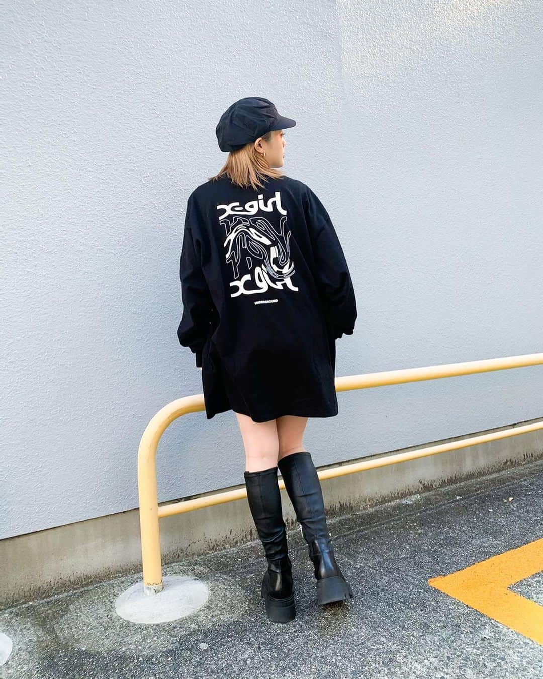 XGIRL_ootdのインスタグラム：「#xgirl_ootd @miiharuka 162cm X-girl UMEDA STAFF ・ ------------------------------ ・ ▪️DISTORTED LOGO L/S TEE DRESS ¥7,000＋tax ・ -------------------------------- #xgirl #xgirljp #xgirlus」