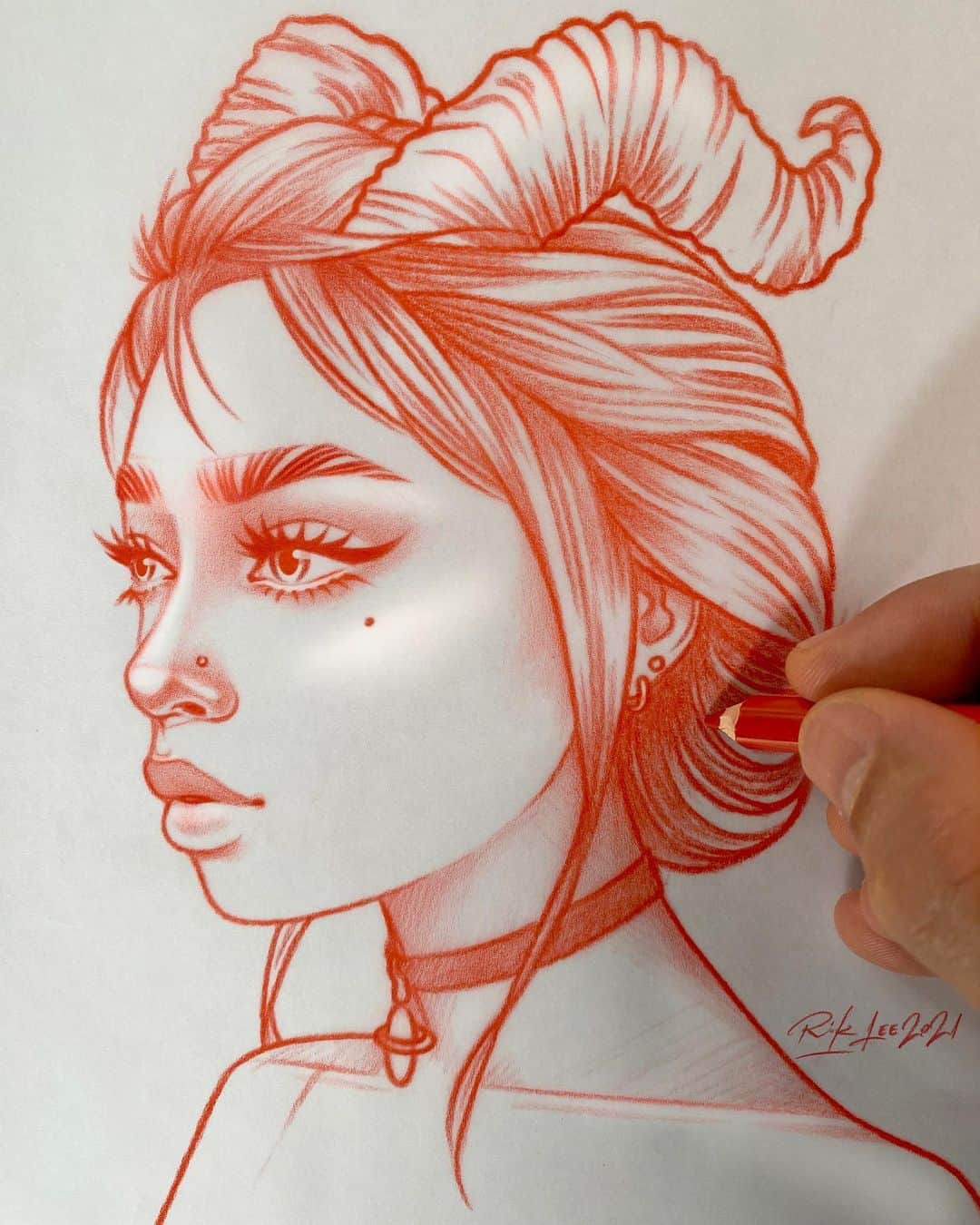 Rik Leeのインスタグラム：「But wait! There’s more? . Lots of people asked for this, and after some thought, I decided they were right.  . #riklee #illustration #zodiac #capricorn #art #tattoo #sketch #drawing」