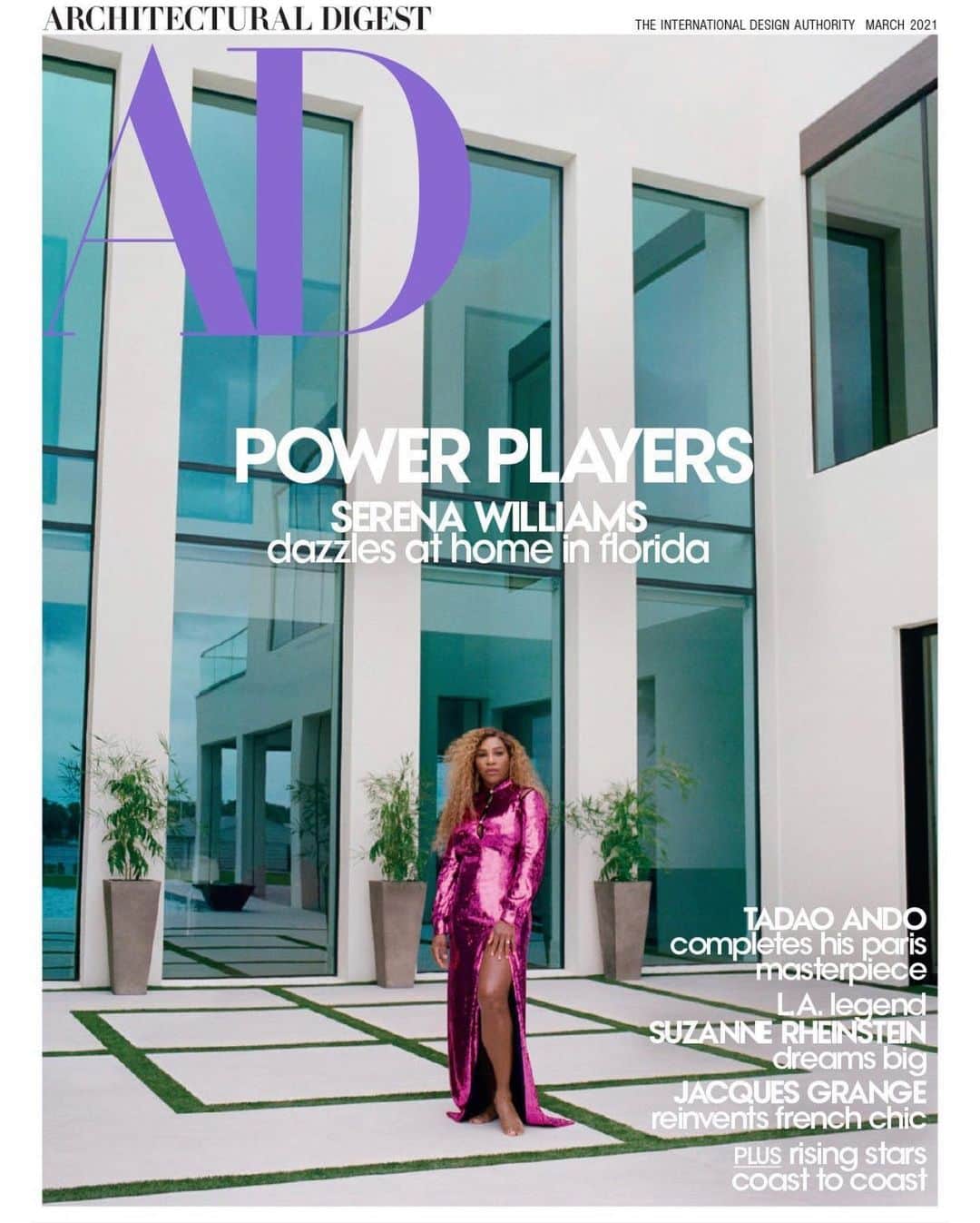 ビーナス・ウィリアムズのインスタグラム：「Stunning cover of @serenawilliams and @vstarrdesign on the cover of the March @archdigest. Serena has always had amazing taste and it was amazing to collaborate together!」
