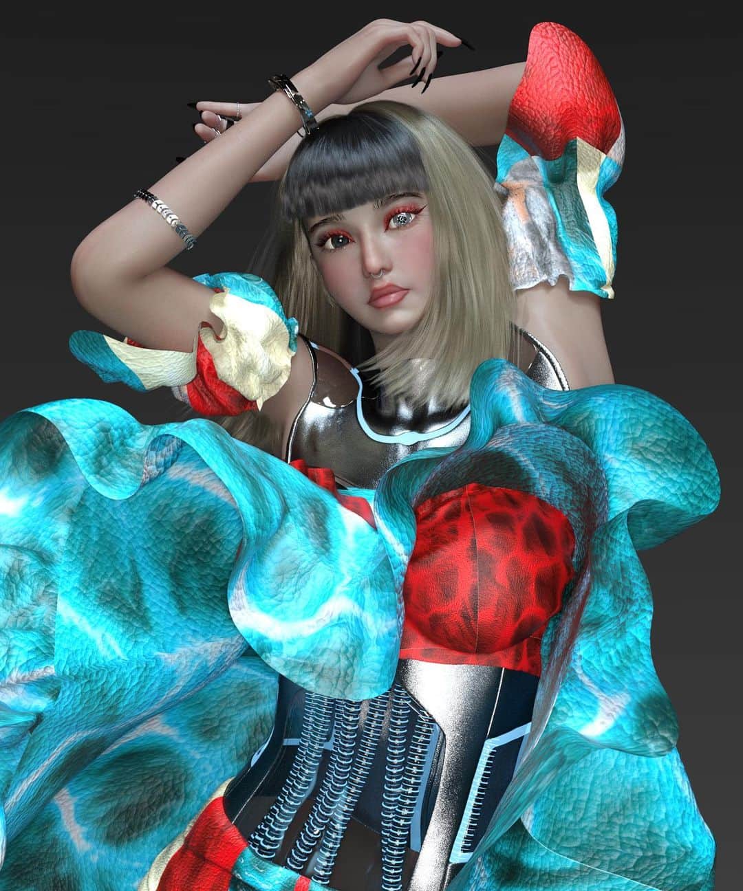 Ruby Gloomのインスタグラム：「Awhile ago dressed up in @ath3aven and digitalised the amazing girls @uglyworldwide @princessgollum @darkwaveduchess for @nazaninshahnavaz 🧚🏻🧚🏾‍♀️🧚🏼🧚🏻‍♀️」