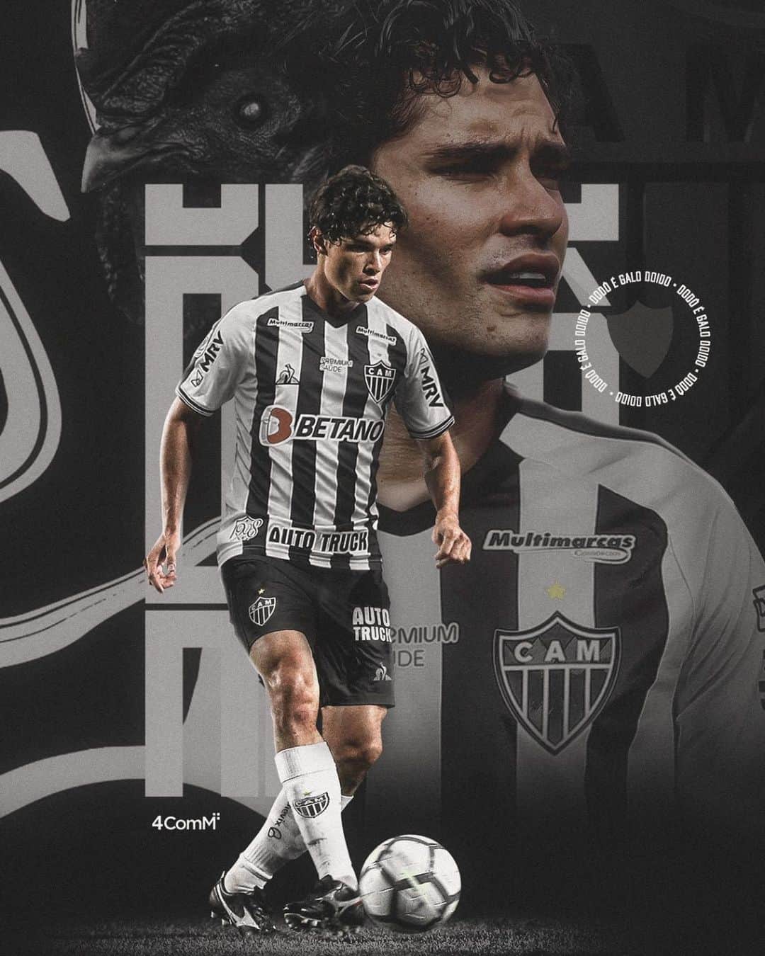 ドドのインスタグラム：「Muito feliz com a oportunidade de vestir essa camisa. Não vejo a hora de estar em campo. Um grande abraço à nação Atleticana. O Galo é ... Dodô. 🐔⚽️ #Galo #BemVindoDodô」