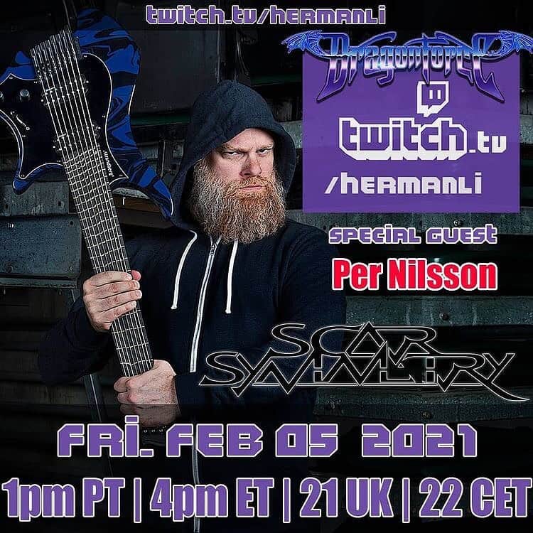 DragonForceさんのインスタグラム写真 - (DragonForceInstagram)「#Repost @hermanli “Yes! @scarguitar @scarsymmetry my special guest on @twitch today! Shred time! Should I ask him if he #djent? Lol” 🎸 1pm PT, 4pm ET, 9pm UK Twitch.TV/HermanLi   #dragonforce #hermanli #pernilsson #scarsymmetry #twitch #livestream」2月6日 3時04分 - dragonforcehq