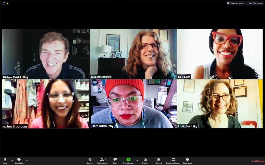 シンシア・ニクソンのインスタグラム：「So excited for this amazing writers room, hard at work creating our new show! (Wish I was a fly on that virtual wall! ) Michael Patrick King + @msfruch + @julierotten + @bitchesgottaeat + @keligoffofficial + @zuritsky  #AndJustLikeThat #satcnextchapter」