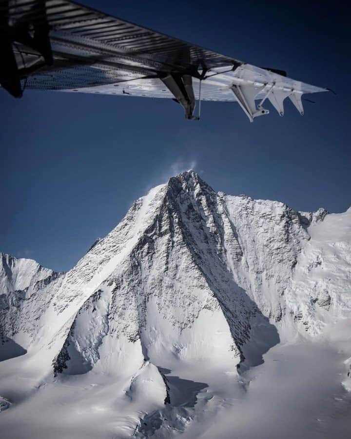 National Geographic Travelさんのインスタグラム写真 - (National Geographic TravelInstagram)「Photo by @jimmychin / On every expedition there's that moment when you first see your objective in person. This was the moment I saw our skiing objective for the first time and thought, Wow, that’s a little bigger and a little steeper than I imagined—and is that a 400-foot-tall hanging serac in the middle of our line? The strip of snow and ice on the left is the 7,000-foot (2,100-meter) northeast face of Mount Tyree, the second tallest peak in Antarctica. This photo was taken on a ski mountaineering trip to the big ice with @hilareenelson, @jimwmorrison, and @conrad_anker to ski new lines on the tallest and second tallest mountains in Antarctica, Mount Vinson and Mount Tyree.  For more images of ski adventures around the world, follow @jimmychin.」2月5日 20時38分 - natgeotravel