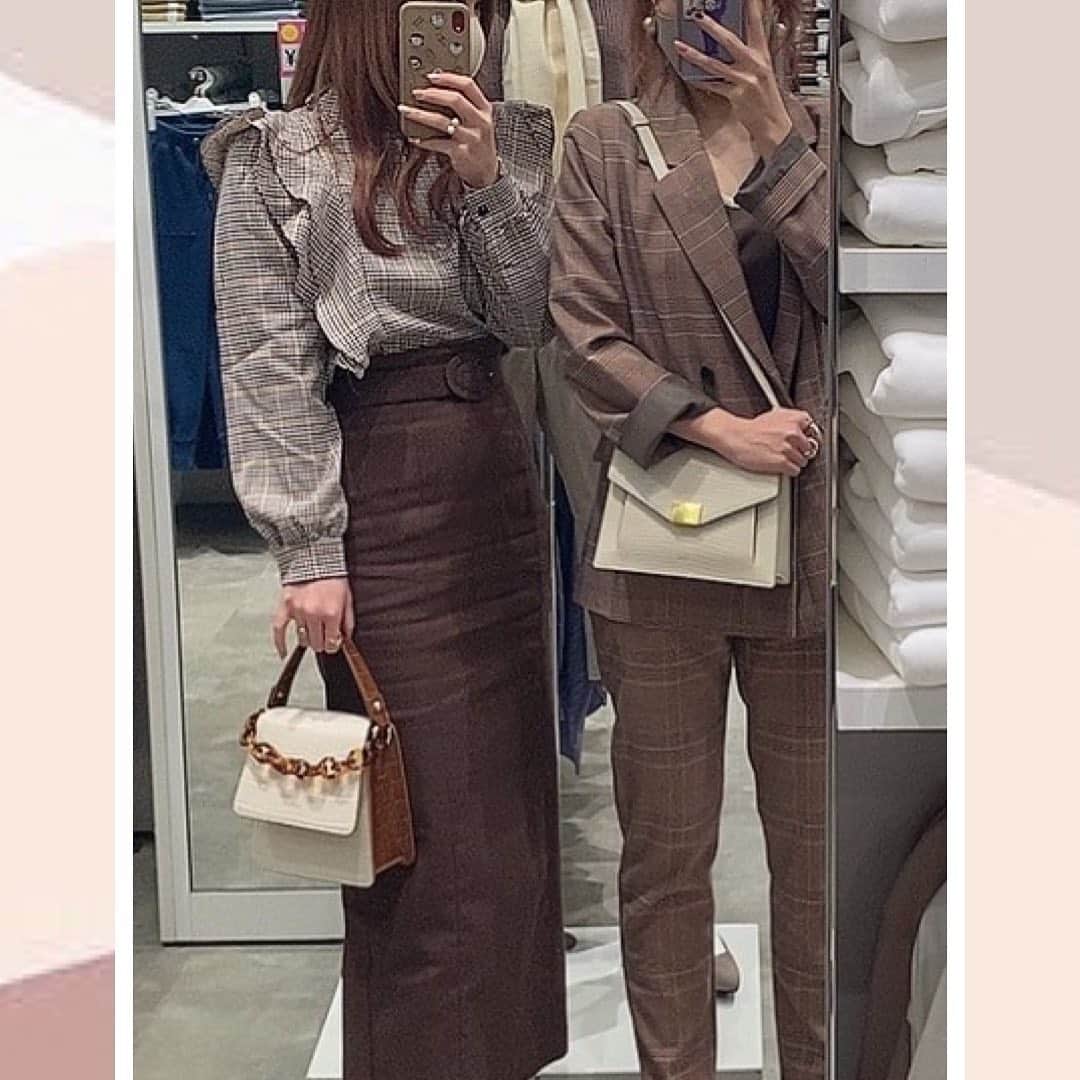 세이스타그램のインスタグラム：「ほんでチェックとブラウン合わせとかしてみたり…多分偶然揃ったはず」