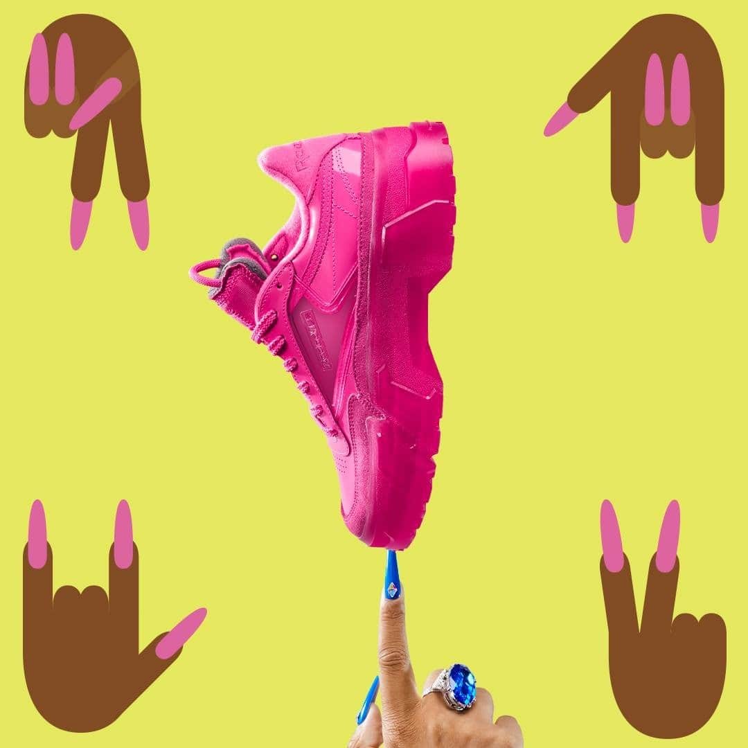 Foot Lockerのインスタグラム：「UP ✌️ 🤘 The new #Reebok x Cardi B Neon Collection is now available online.」