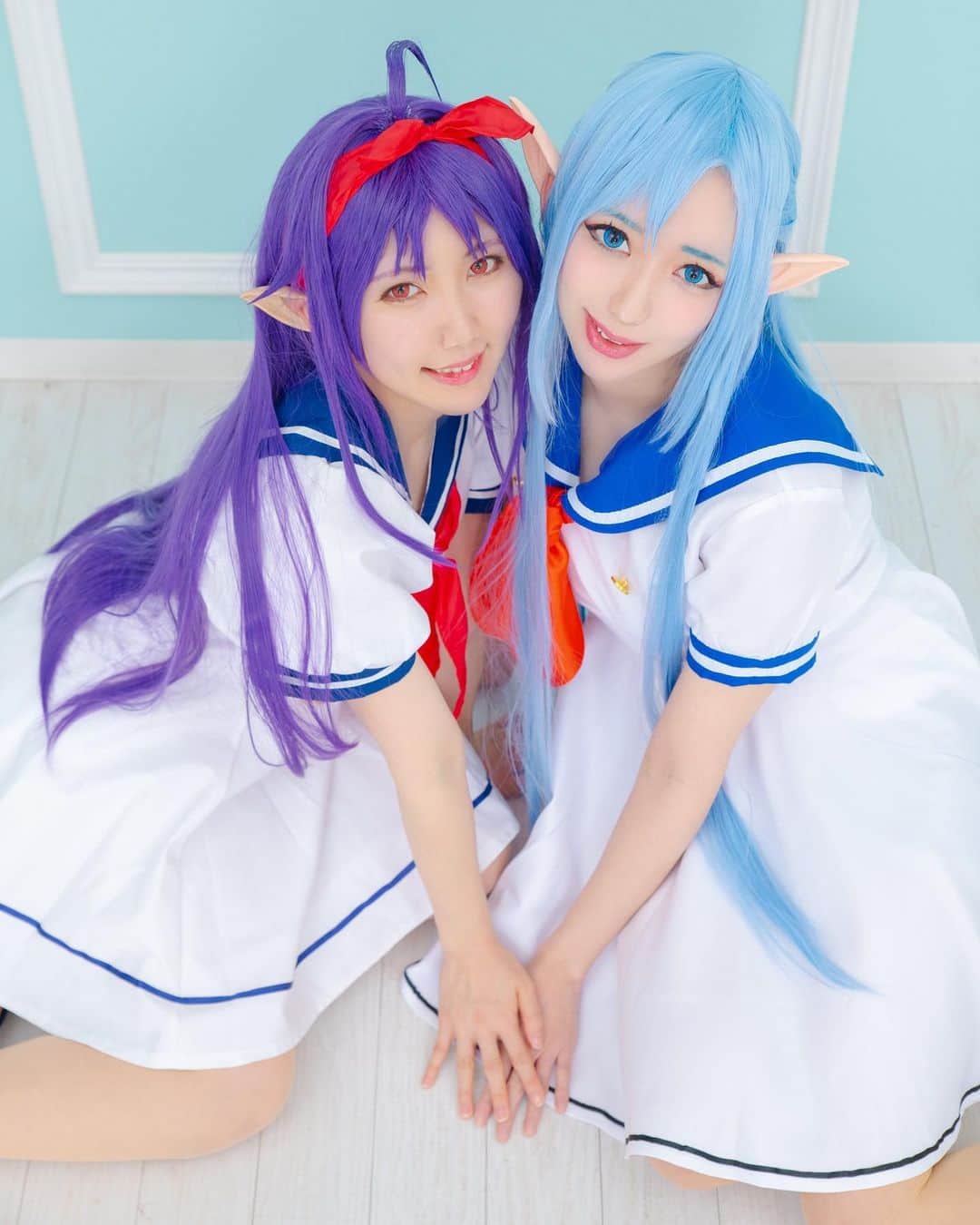 のインスタグラム：「念願のユウアス！！  ソードアート・オンライン マルイコラボ　マリン　  アスナ　わい ユウキ　波代まあさん  photo by 一楽さん  #SAO #ソードアートオンライン  #結城明日奈 #アスナ #ウンディーネ #コスプレ #コスプレイヤー #japaneseanime #anime #ALO #cosplay #マルイコラボ #saoマルイコラボ #マリン #紺野木綿季 #ユウキ #チェリッシュスタジオ」